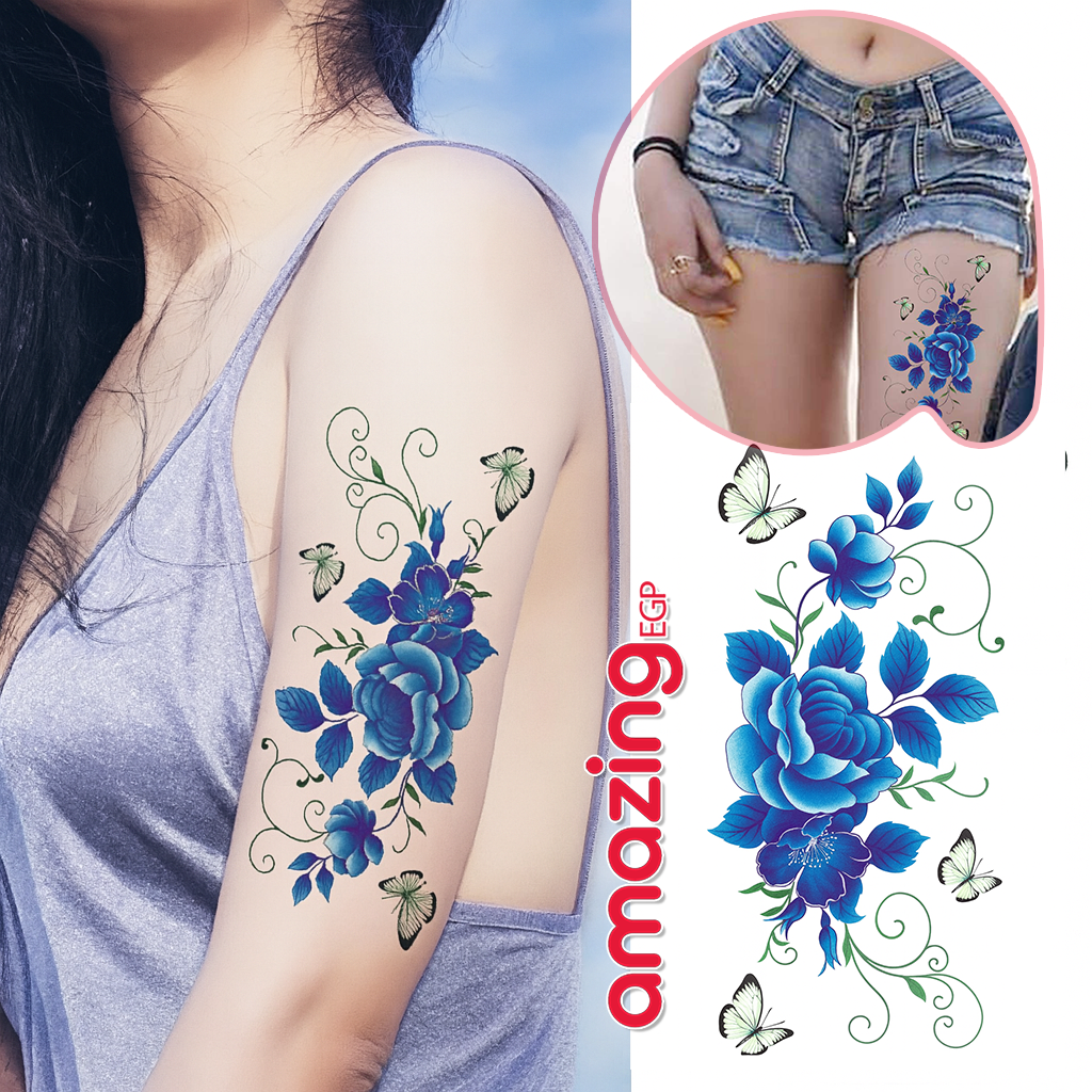 ملصق وشم , 1 قطعة نمط الزهراء وشم يمكن التخلص منه للنساء , ملصقات الوشم بالغ , حقيقي ملصق وشم زهرة , للنساء و بنات لمستلزمات الحفلات للنساء والاطفال (زهرة)