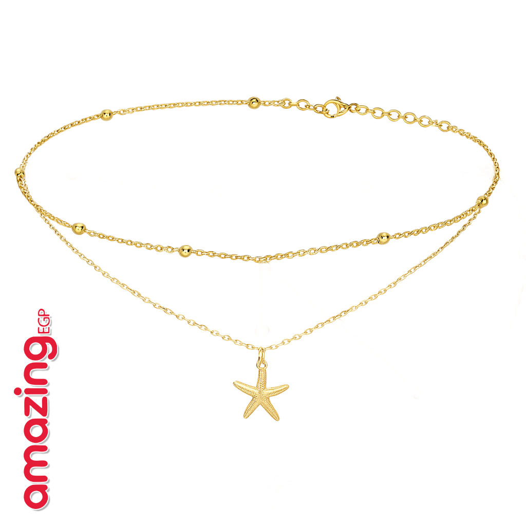 سلسلة خصر بوهيمية متعددة الطبقات مزينة بنجوم وأشكال هندسية – لون ذهبي