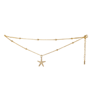 سلسلة خصر بوهيمية متعددة الطبقات مزينة بنجوم وأشكال هندسية – لون ذهبي