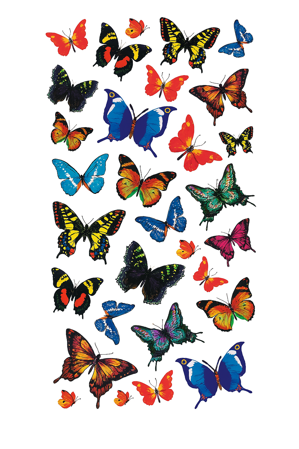 وشم مؤقت ضد الماء – فراشات ملونة بتصميم كلاسيكي (ورقة واحدة) - M140