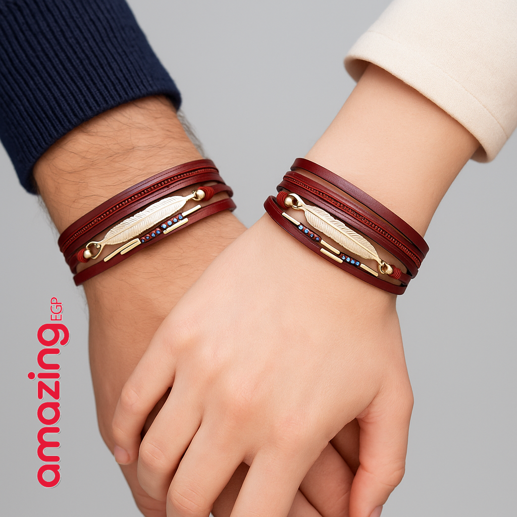 سوار للجنسين إسورة مضفرة بجلد طبيعي فاخر للرجال والنساء اساور يد محظوظ شجرة أسورة منسوجة زخرفة اليدوية - نبيتي