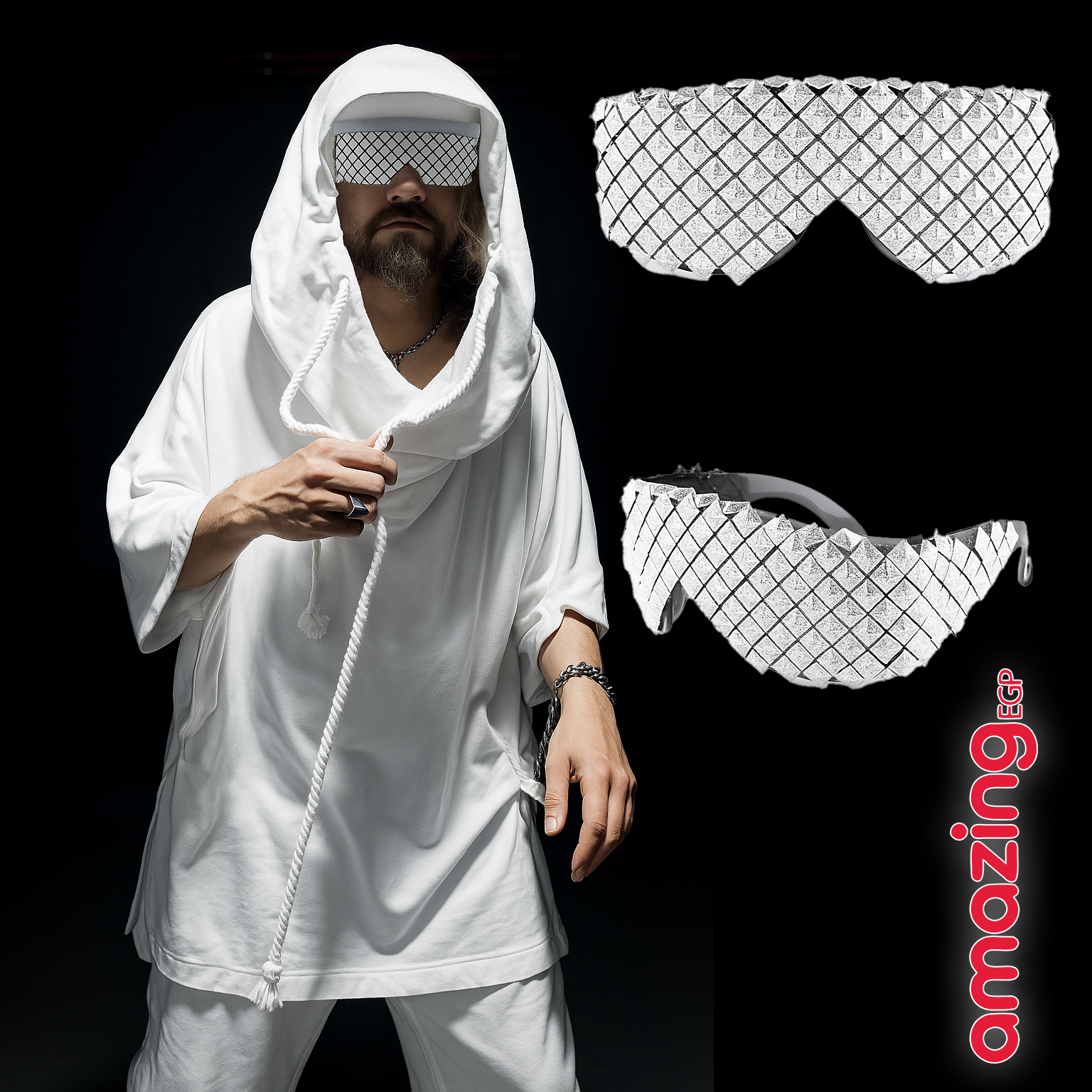 نظارة شمس ستيمبانك – هرمية معدنية بالذهبي والفضي | حفلات وهيب هوب وقوطية | فضي