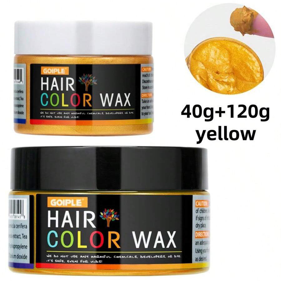 شمع شعر مؤقت للون طويل الأمد من GOIPLE ، كريم صبغة شعر سهل الغسيل ، آمن للبشرة والشعر ، ملون للحية ، عجينة للتصفيف للحفلات اليومية وتنكر الرجال والنساء  | حجم 40 جرام (الذهبي)