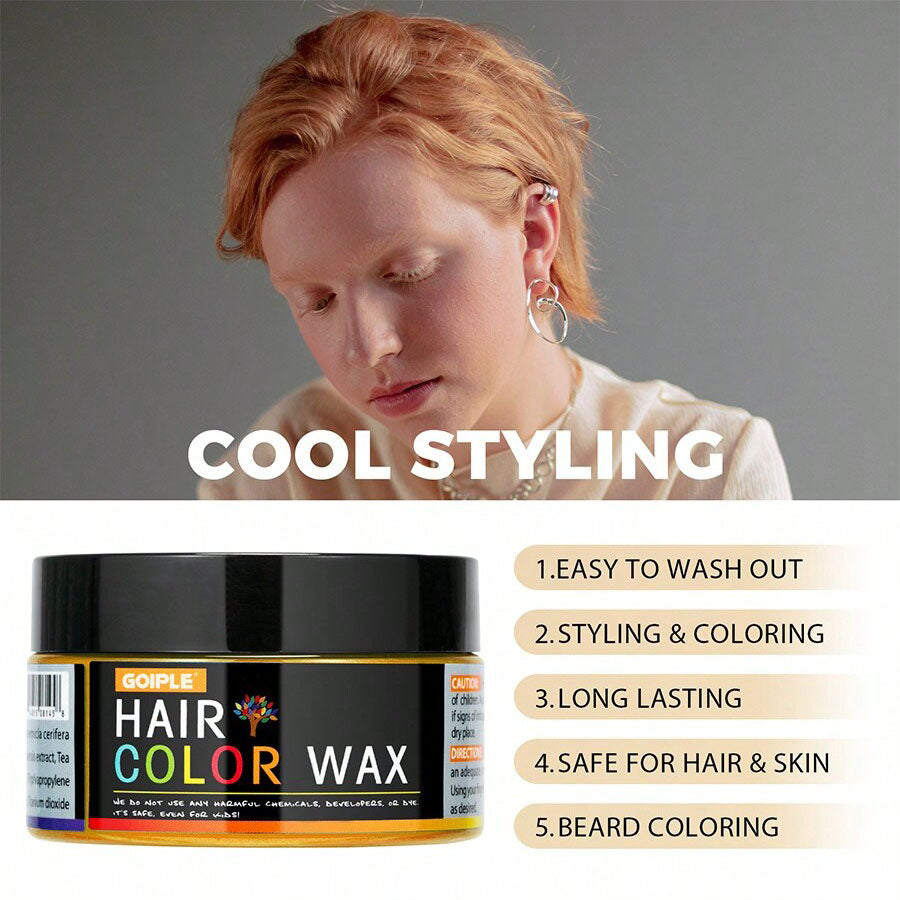 شمع شعر مؤقت للون طويل الأمد من GOIPLE ، كريم صبغة شعر سهل الغسيل ، آمن للبشرة والشعر ، ملون للحية ، عجينة للتصفيف للحفلات اليومية وتنكر الرجال والنساء  | حجم 40 جرام (الذهبي)