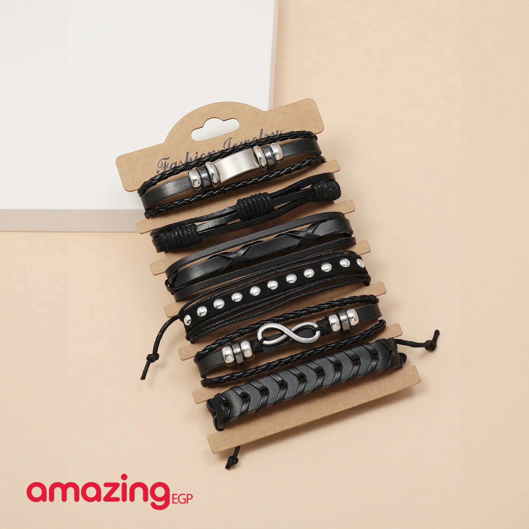 مجموعة من سوار مضفور للرجال سوار تفاصيل نجم بتفاصيل منسوج - 5 قطع | اساور اساور كاحل اسورة اكسسوارات الرجال حظاظات حظاظة سوار للرجال | amazingEGP