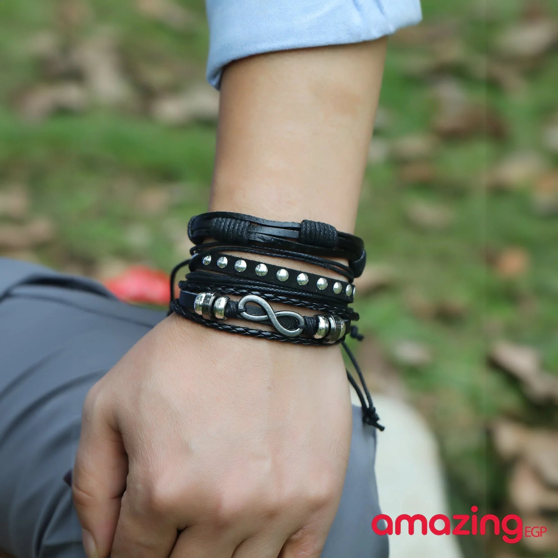 مجموعة من سوار مضفور للرجال سوار تفاصيل نجم بتفاصيل منسوج - 5 قطع | اساور اساور كاحل اسورة اكسسوارات الرجال حظاظات حظاظة سوار للرجال | amazingEGP