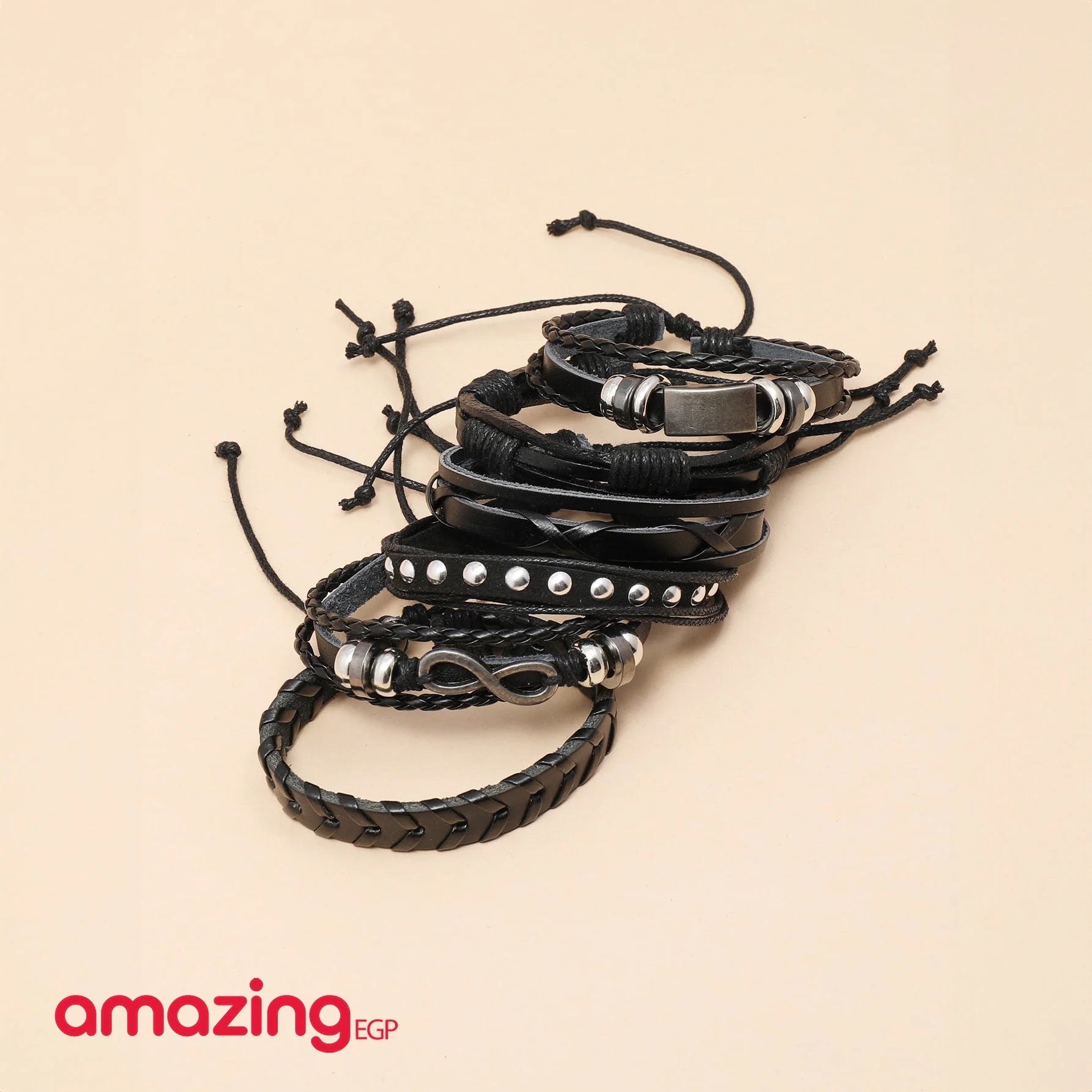 مجموعة من سوار مضفور للرجال سوار تفاصيل نجم بتفاصيل منسوج - 5 قطع | اساور اساور كاحل اسورة اكسسوارات الرجال حظاظات حظاظة سوار للرجال | amazingEGP