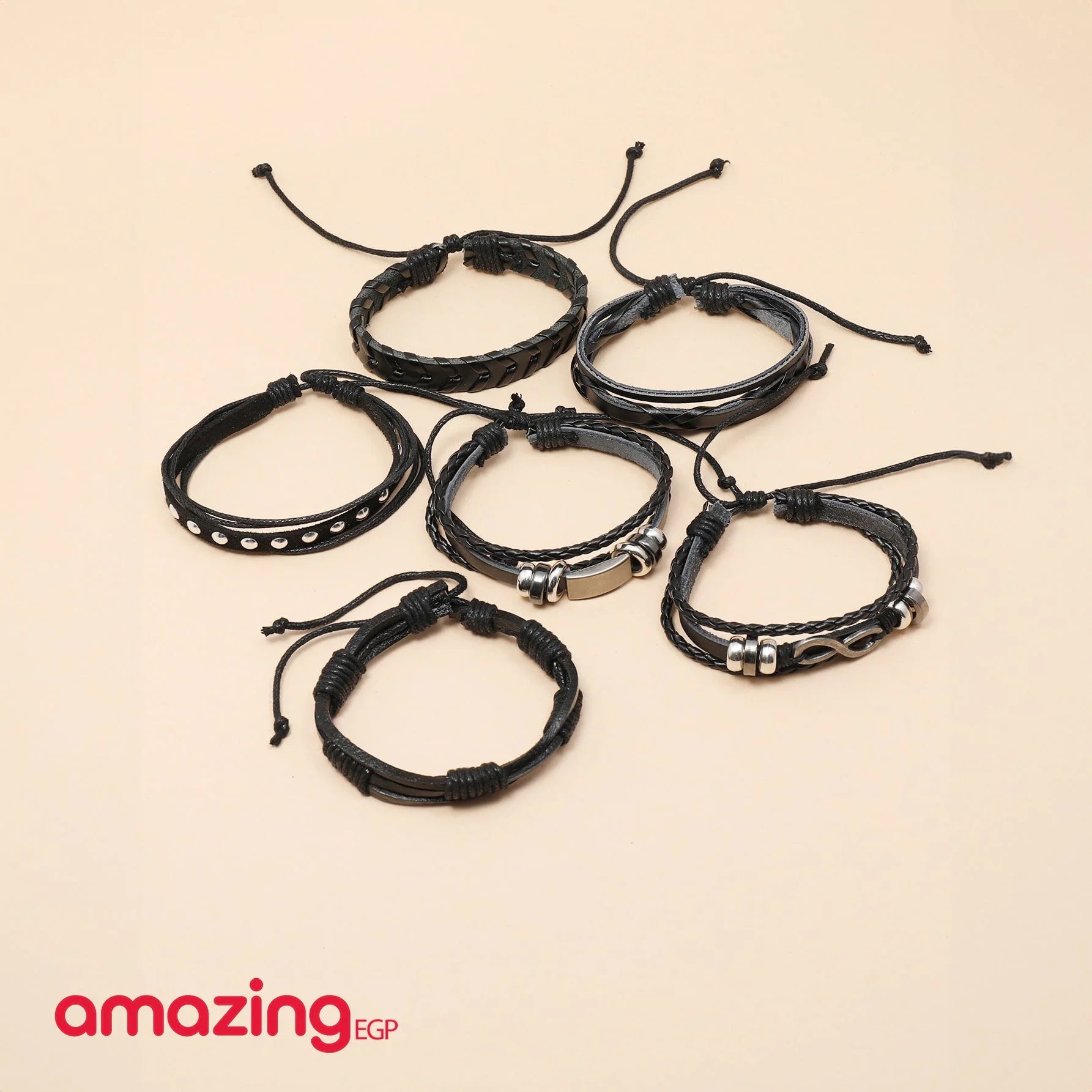 مجموعة من سوار مضفور للرجال سوار تفاصيل نجم بتفاصيل منسوج - 5 قطع | اساور اساور كاحل اسورة اكسسوارات الرجال حظاظات حظاظة سوار للرجال | amazingEGP