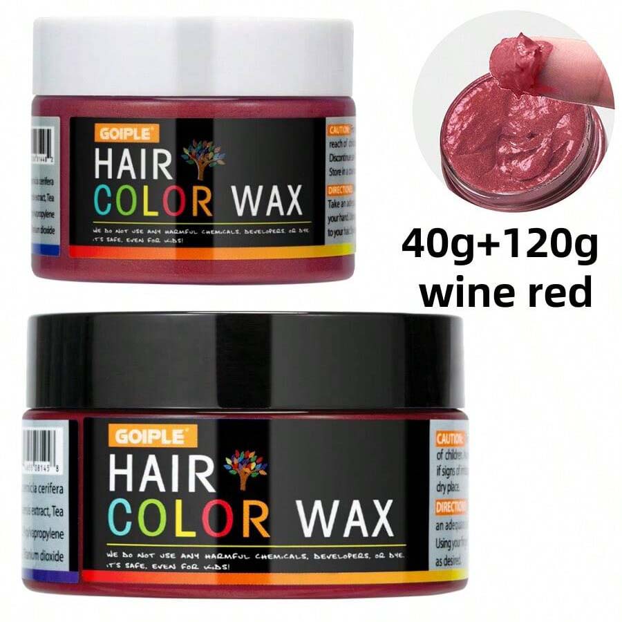 شمع شعر مؤقت للون طويل الأمد من GOIPLE ، كريم صبغة شعر سهل الغسيل ، آمن للبشرة والشعر ، ملون للحية ، عجينة للتصفيف للحفلات اليومية وتنكر الرجال والنساء | حجم 40 جرام (أحمر غامق)