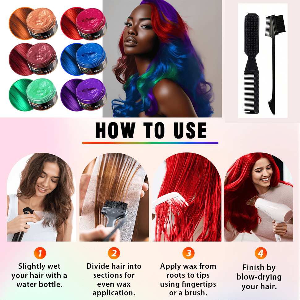 شمع شعر مؤقت للون طويل الأمد من GOIPLE ، كريم صبغة شعر سهل الغسيل ، آمن للبشرة والشعر ، ملون للحية ، عجينة للتصفيف للحفلات اليومية وتنكر الرجال والنساء | حجم 40 جرام (أحمر غامق)