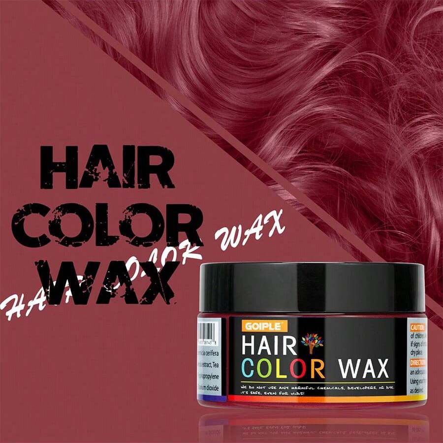 شمع شعر مؤقت للون طويل الأمد من GOIPLE ، كريم صبغة شعر سهل الغسيل ، آمن للبشرة والشعر ، ملون للحية ، عجينة للتصفيف للحفلات اليومية وتنكر الرجال والنساء | حجم 40 جرام (أحمر غامق)