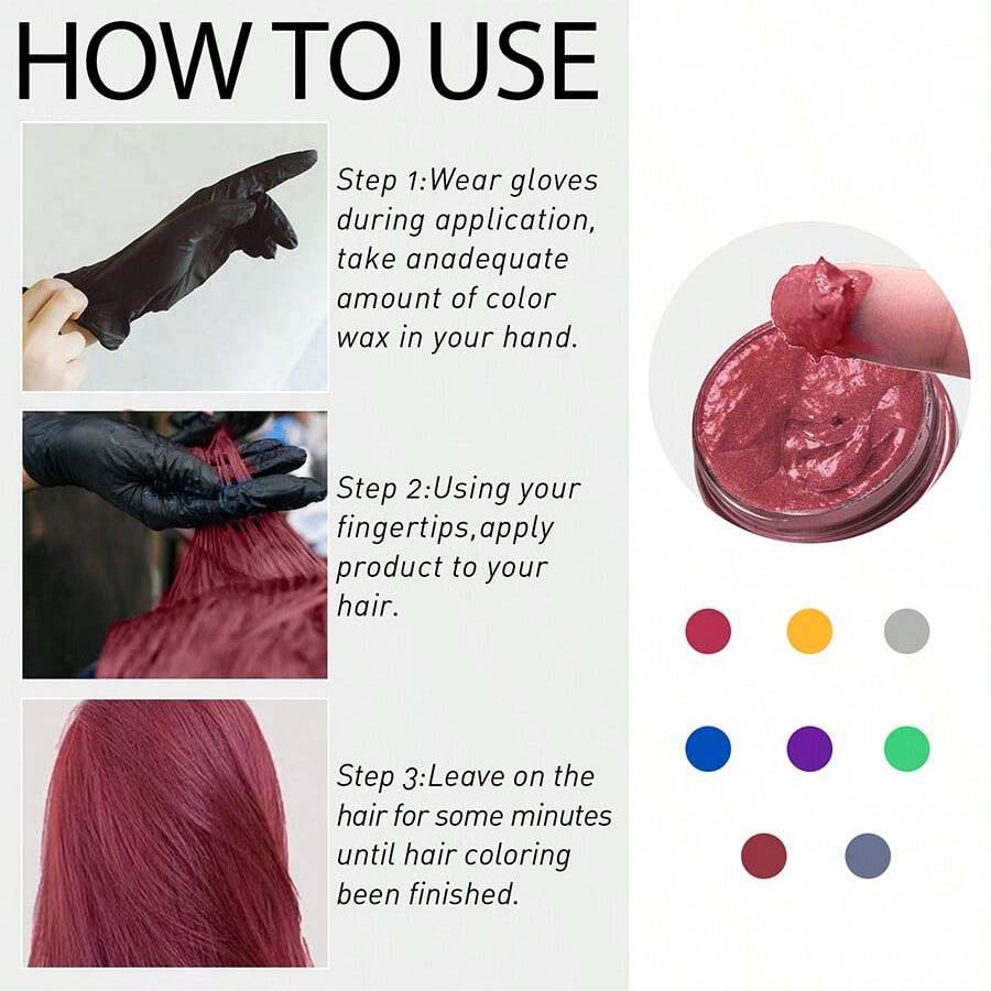 شمع شعر مؤقت للون طويل الأمد من GOIPLE ، كريم صبغة شعر سهل الغسيل ، آمن للبشرة والشعر ، ملون للحية ، عجينة للتصفيف للحفلات اليومية وتنكر الرجال والنساء | حجم 40 جرام (أحمر غامق)