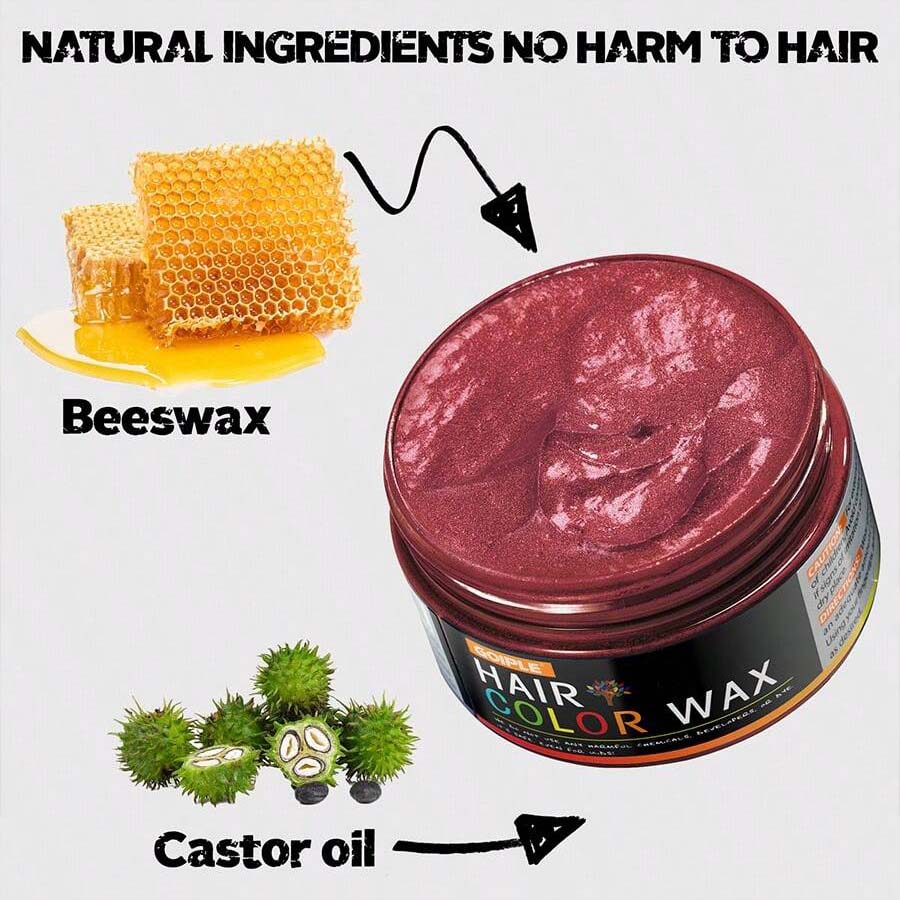 شمع شعر مؤقت للون طويل الأمد من GOIPLE ، كريم صبغة شعر سهل الغسيل ، آمن للبشرة والشعر ، ملون للحية ، عجينة للتصفيف للحفلات اليومية وتنكر الرجال والنساء | حجم 40 جرام (أحمر غامق)