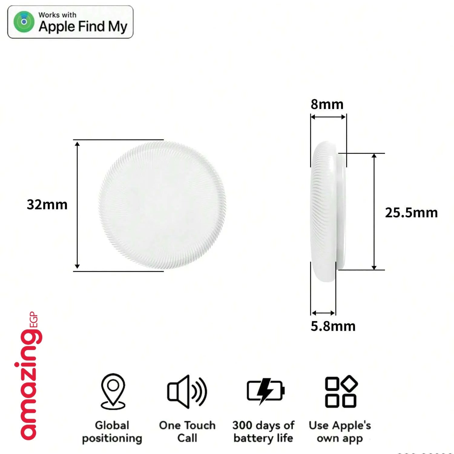 جهاز تعقب GPS صغير للمفاتيح المحفظة الأمتعة والحيوانات الأليفة يعمل مع Apple Find My بطارية تدوم سنتين قابلة للتغيير ولا يحتاج شريحة | air tag find my GPS ابل اير تاج تتبع تتبع الحقائب تجسس تسجيل صوت جهاز تتبع جهاز تجسس جهاز_تتبع حماية الاطفال ساعة ابل ضد