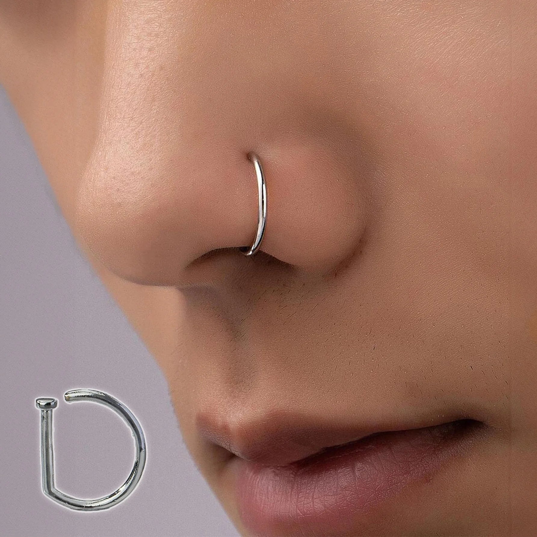 بيرسنج أنف بدون ثقب بدون اخرام من الفولاذ المقاوم للصدأ لا تسبب الحساسية لا حاجة للخرم مكعب زركونيا مزخرف بزهر حلية أنف نحاس كريستال البونك غير مثقوبة للرجال والنساء تثبت بدون ثقب او خرم | Copper Nose Cuff Copper اقراط انف بدون ثقوب بدون خرم بيرسنج بيرسنج