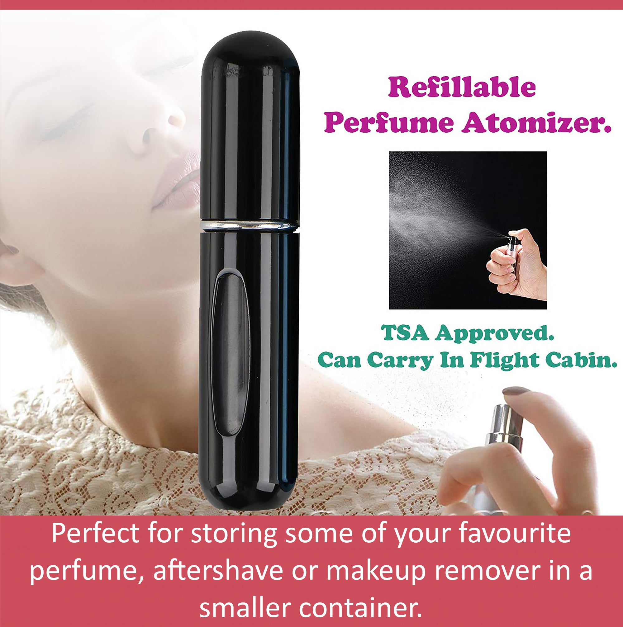 5 مللي زجاجة محمولة عطر قابلة لإعادة الاستخدام السفر رذاذ عطر زجاجة جديدة عطر البخاخة - أحمر