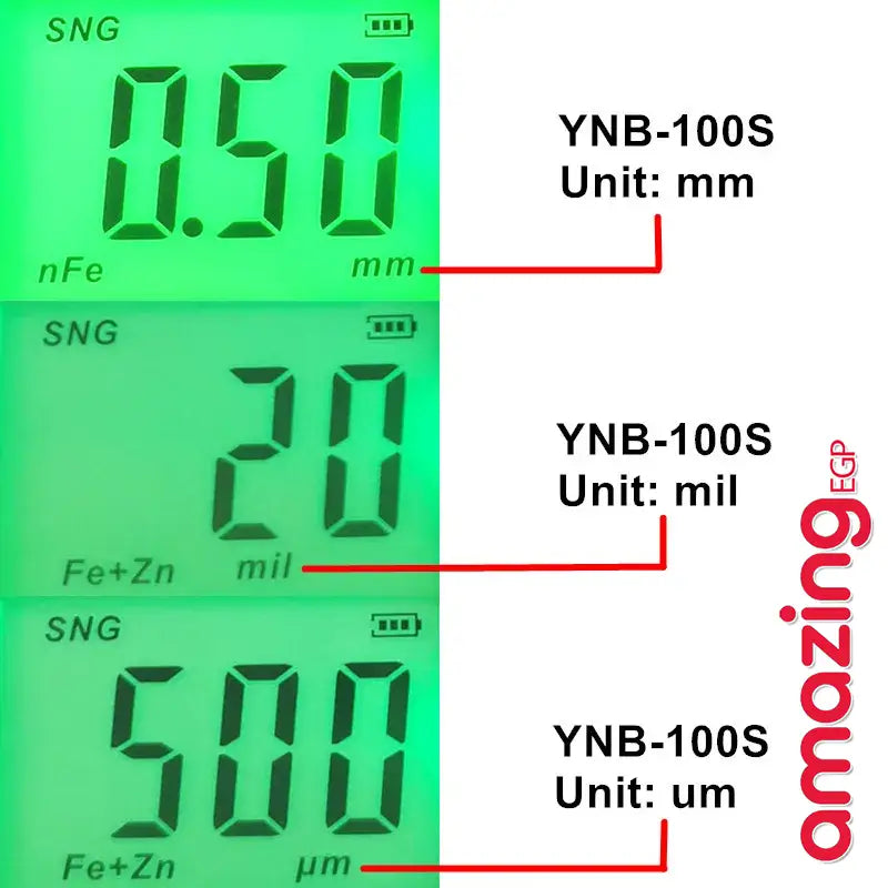مقياس سمك الطلاء الرقمي لاختبار سمك الطلاء للسيارات والسيارات المستعملة، مقياس سماكة طلاء السيارات YNB-100S – شاشة LCD مضيئة وقياس دقيق - YNB-100S