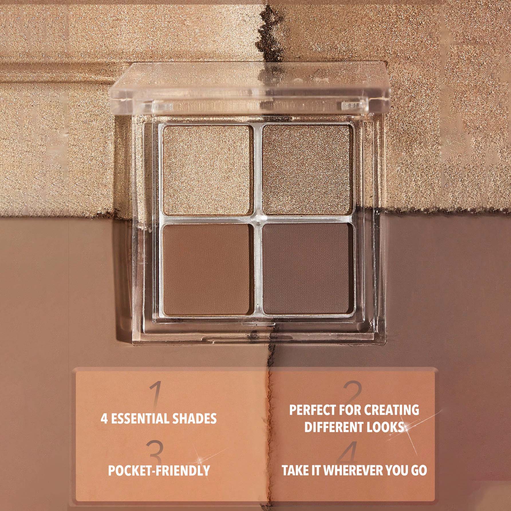 SHEGLAM ظلال عيون رباعية قابلة للمزج مع لمسات نهائية معدنية ولامعة، تركيبة كريمية مخملية مصطبغة، باليت ظلال عيون رباعية الاتجاهات -   Higher Self