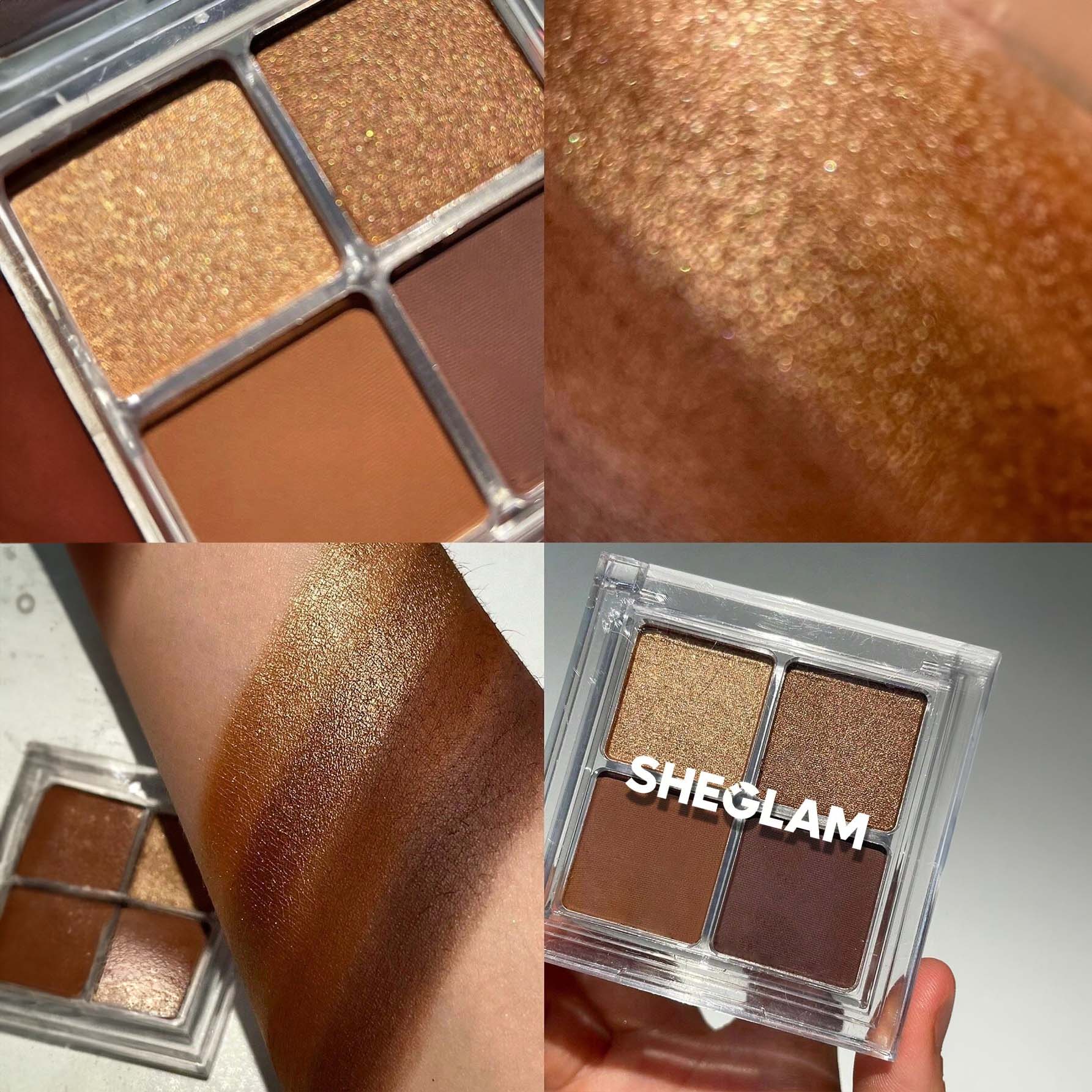 SHEGLAM ظلال عيون رباعية قابلة للمزج مع لمسات نهائية معدنية ولامعة، تركيبة كريمية مخملية مصطبغة، باليت ظلال عيون رباعية الاتجاهات -   Higher Self