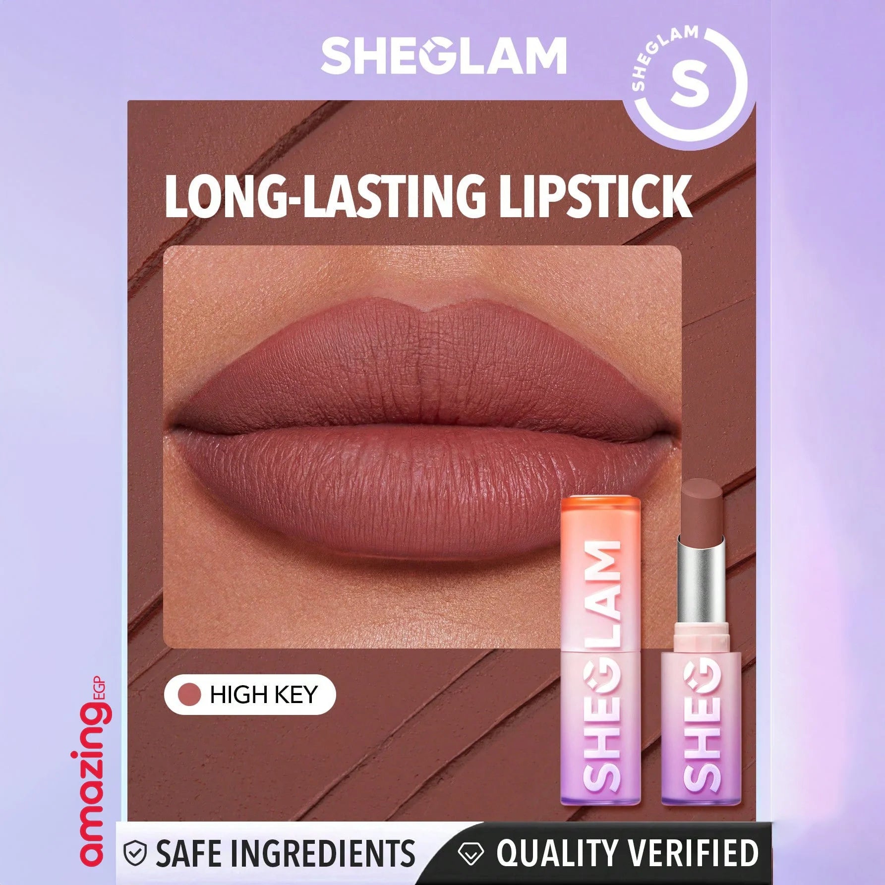 SHEGLAM  أحمر شفاه غير لامع يدوم طويلا  احمر شفاه شيجلام  غني بفيتامين E مقاوم للماء والتلطخ مطفي -  High Key | SHEGLAM shein أحمر شفا احمر الخدود احمر شفاة ايشادو حاجب حواجب شفاه شفايف شى ان شى كلام ظل عيون فرشاة مستحضرات التجميل مكياج ميكياج | amazingEG