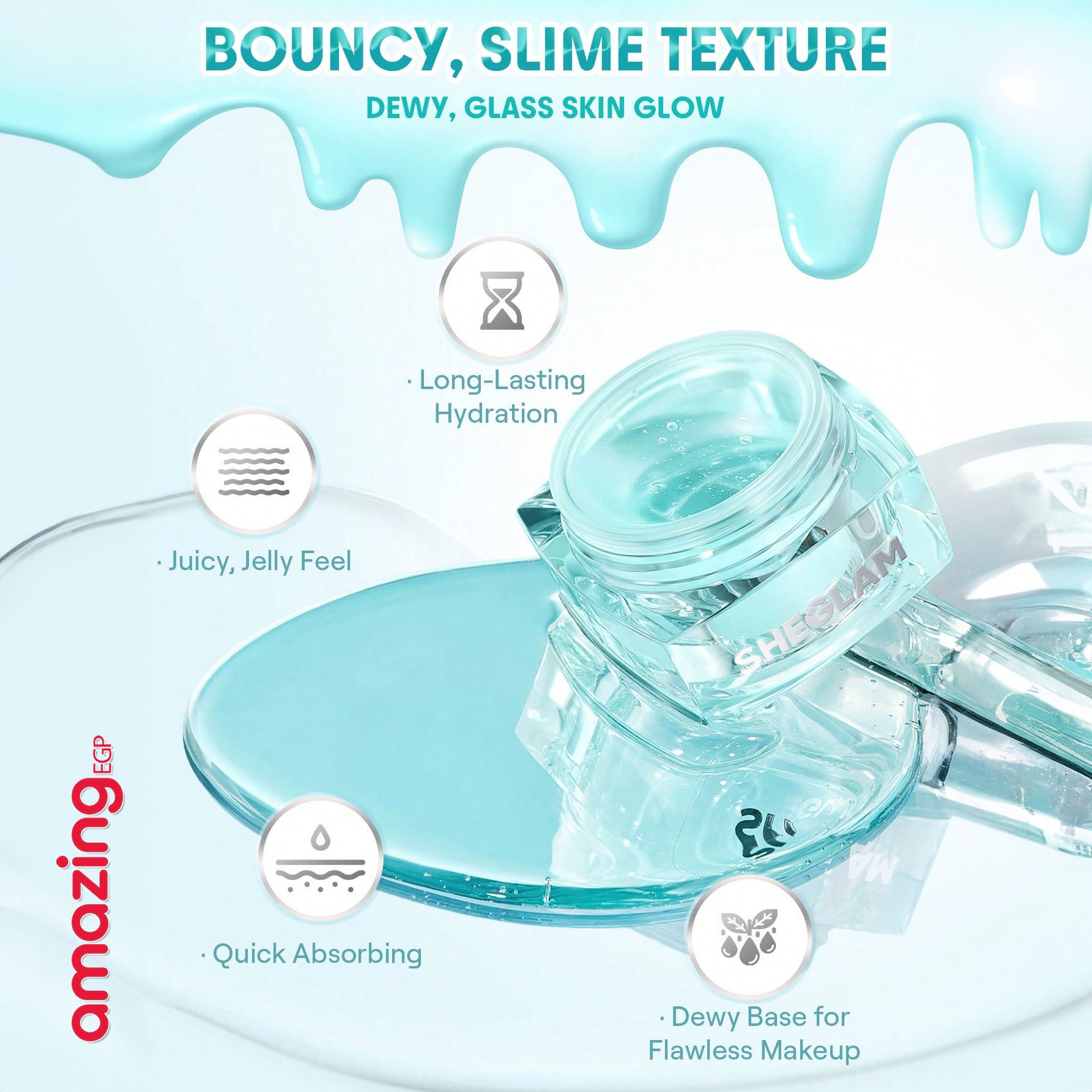 برايمر SHEGLAM Hydroslime بتركيبة جل مرطبة – ترطيب يدوم 24 ساعة وخالي من السيليكون