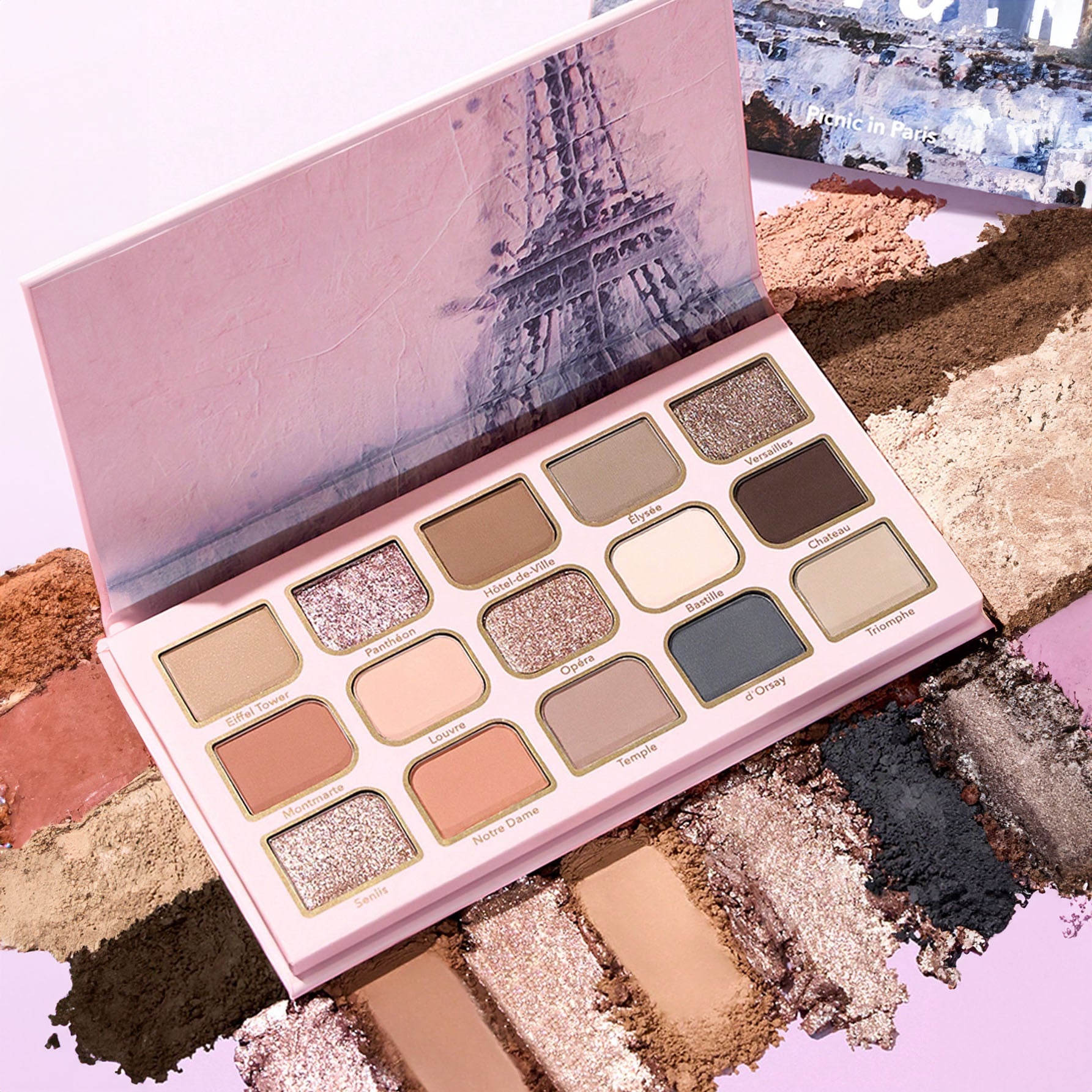 SHEGLAM ظلال عيون باليت 15 لون قابلة للمزج مع لمسات نهائية معدنية ولامعة، تركيبة كريمية مخملية مصطبغة، باليت ظلال عيون رباعية الاتجاهات -  Picnic in Paris