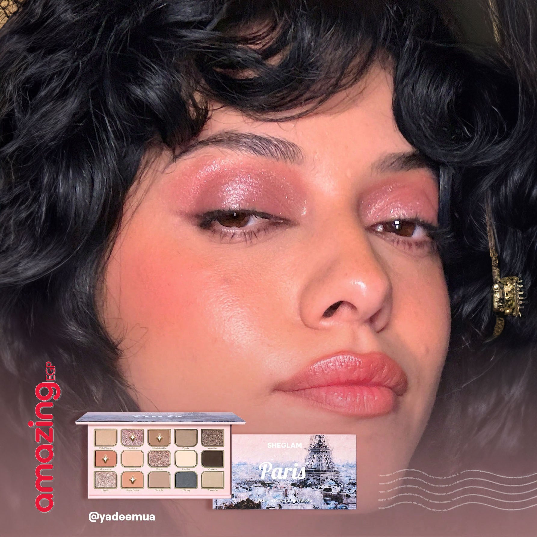 SHEGLAM ظلال عيون باليت 15 لون قابلة للمزج مع لمسات نهائية معدنية ولامعة، تركيبة كريمية مخملية مصطبغة، باليت ظلال عيون رباعية الاتجاهات -  Picnic in Paris