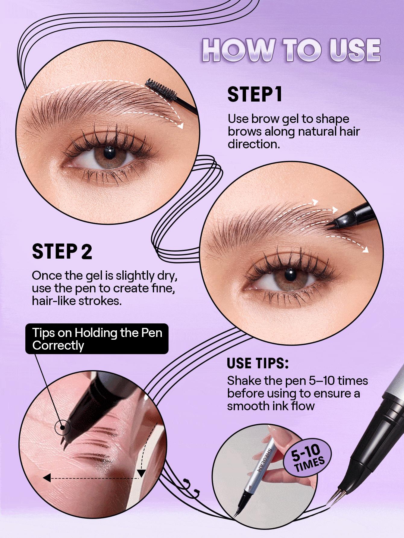 SHEGLAM قلم حواجب ثنائي 2-في-1 SHEGLAM Real Flow – لون Chocolate (جل تثبيت + رأس شوكي 15°) - Chocolate