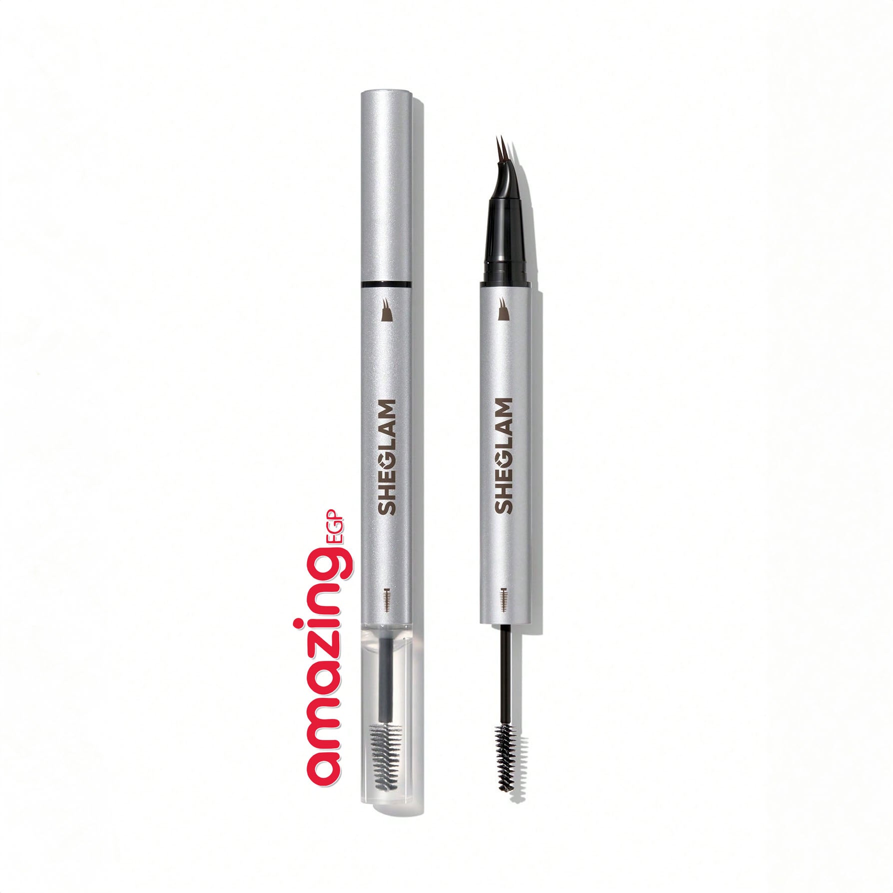 SHEGLAM قلم حواجب ثنائي 2-في-1 SHEGLAM Real Flow – لون Chocolate (جل تثبيت + رأس شوكي 15°) - Chocolate