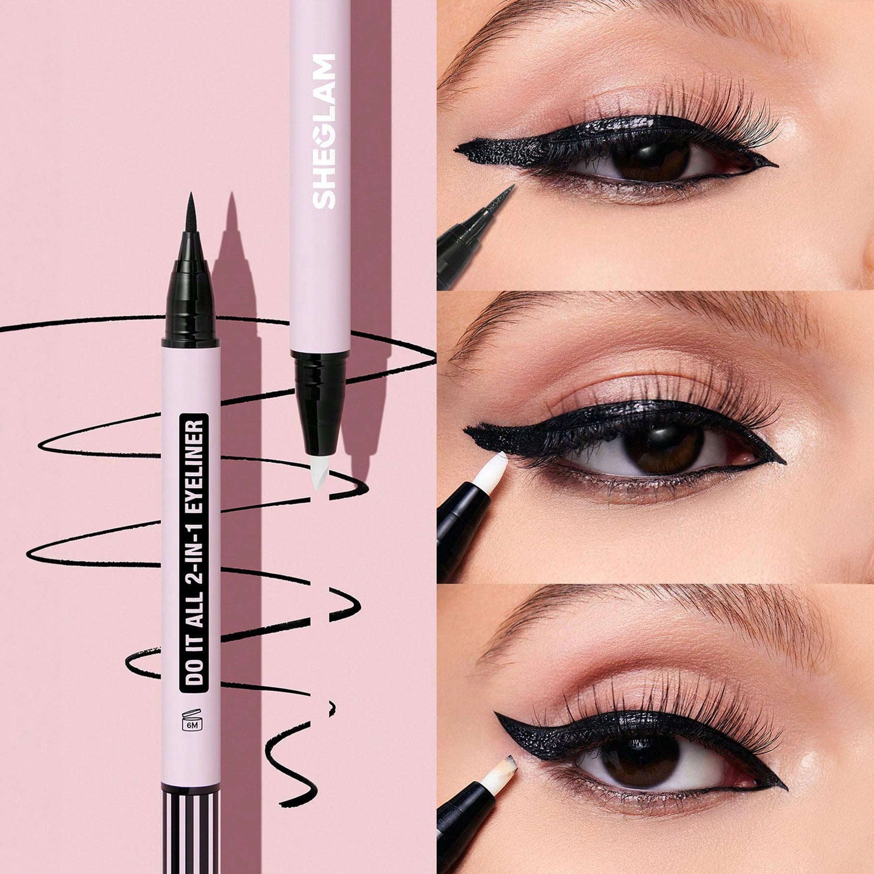 SHEGLAM ايلاينر 2 في 1 قلم تحديد العيون  محدد عيون مزدوج تدوم طويلًا مقاومة للماء ماكياج عطلات - Do It All