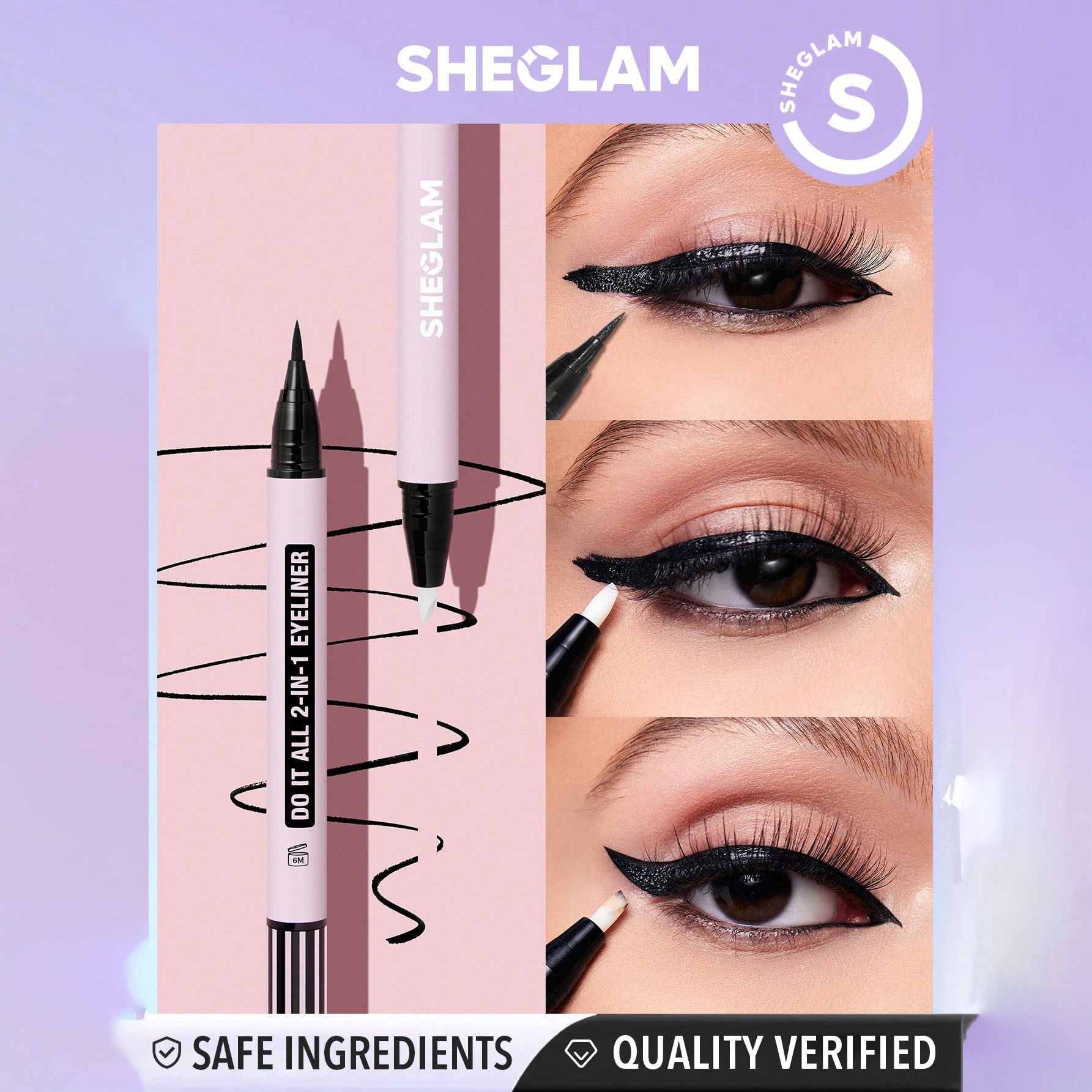 SHEGLAM ايلاينر 2 في 1 قلم تحديد العيون  محدد عيون مزدوج تدوم طويلًا مقاومة للماء ماكياج عطلات - Do It All