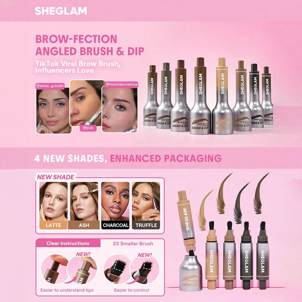 SHEGLAM فرشاة وجيل تحديد الحواجب - لإطلالة طبيعية تدوم طوال اليوم - مقاوم للماء وثابت طويلًا، تركيبة غنية لتحديد الحواجب، مثالي للمكياج - Chocolate