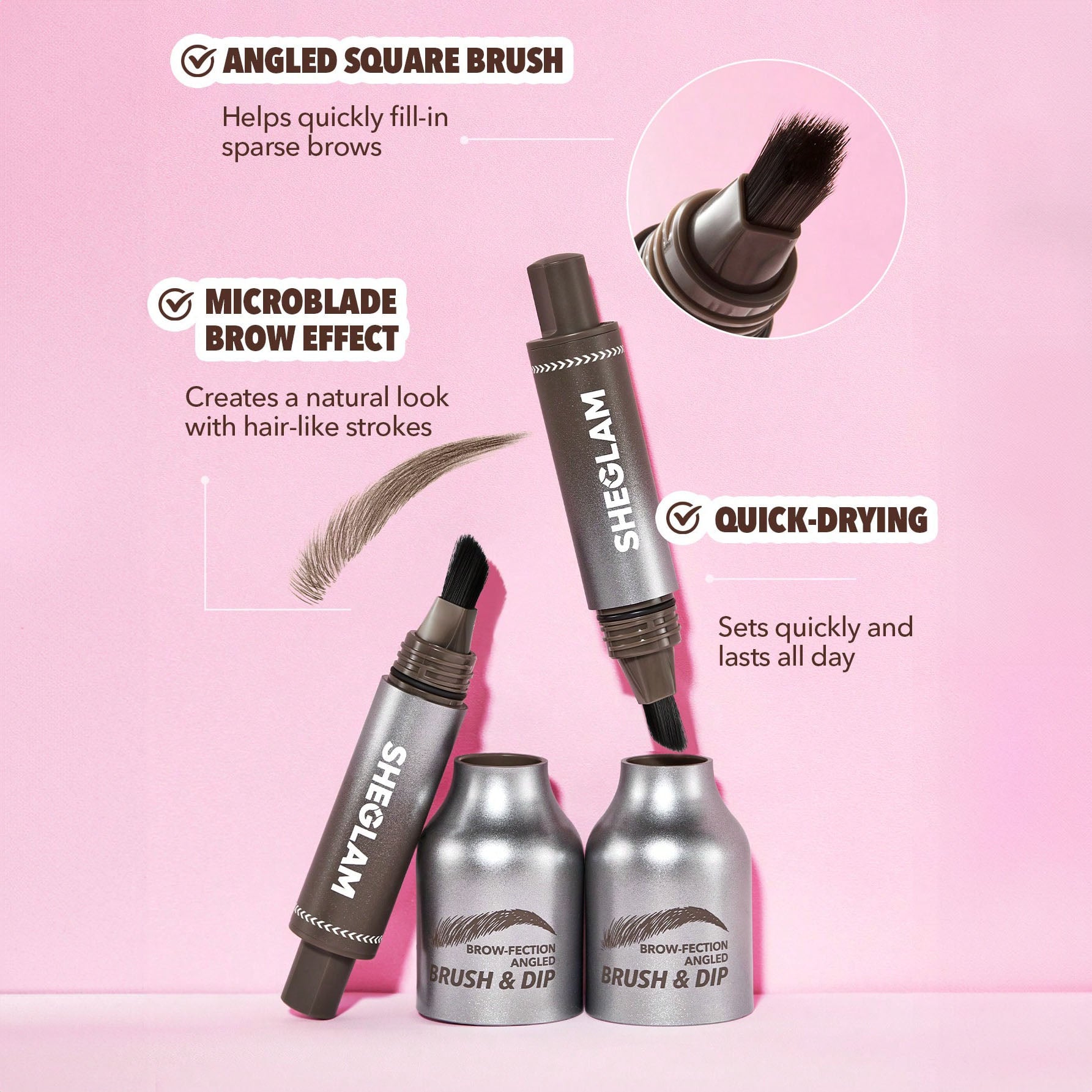 SHEGLAM فرشاة وجيل تحديد الحواجب - لإطلالة طبيعية تدوم طوال اليوم - مقاوم للماء وثابت طويلًا، تركيبة غنية لتحديد الحواجب، مثالي للمكياج - Espresso