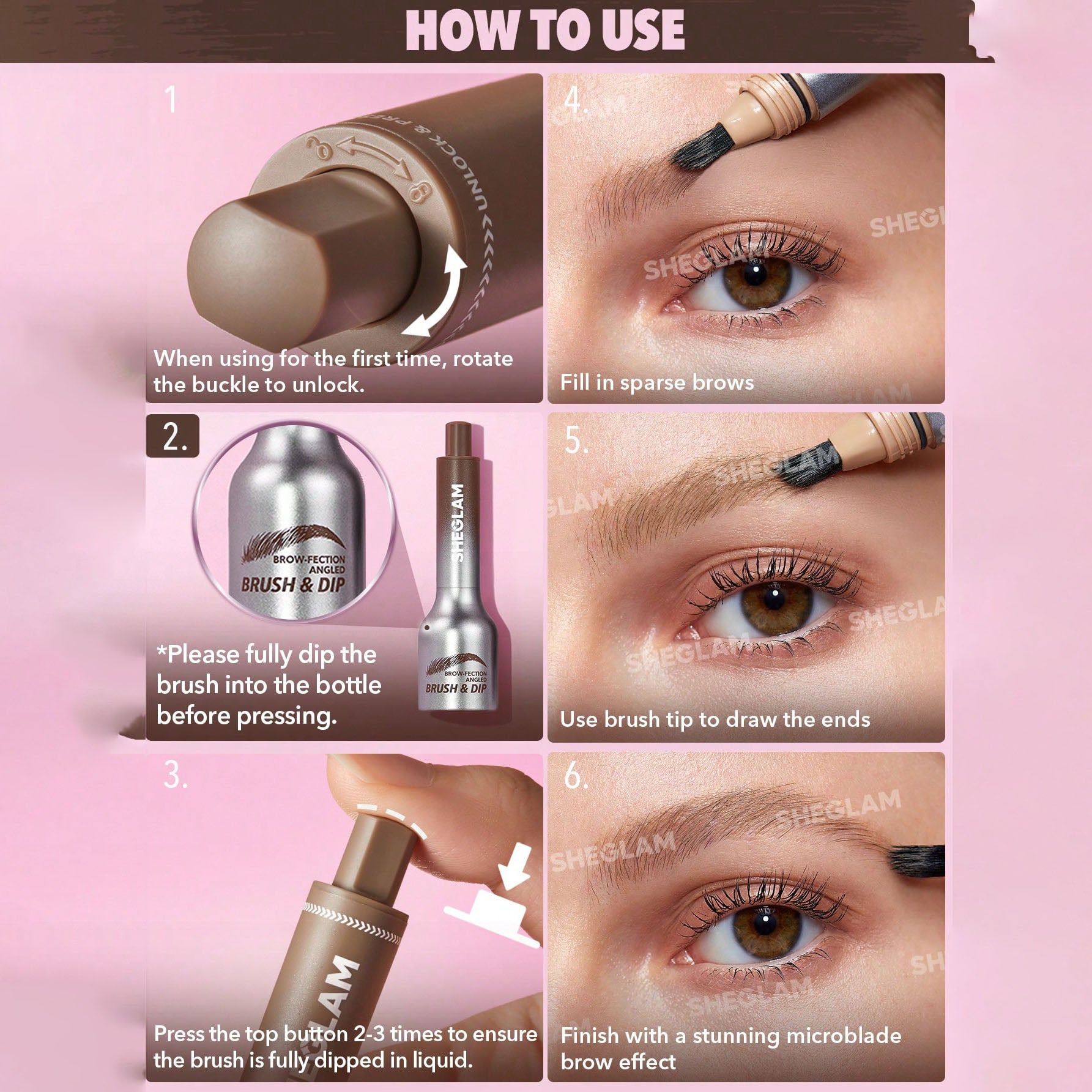 SHEGLAM فرشاة وجيل تحديد الحواجب - لإطلالة طبيعية تدوم طوال اليوم - مقاوم للماء وثابت طويلًا، تركيبة غنية لتحديد الحواجب، مثالي للمكياج - Espresso