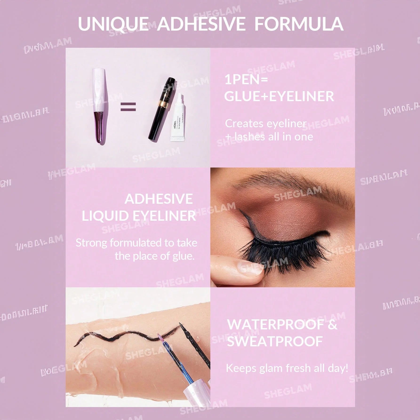 SHEGLAM لاصق رموش  خال من اللاتكس - أسود | SHEGLAM shein الرموش ايشادو رموش شى ان شى كلام ظل عيون فرشاة ماسكارا مستحضرات التجميل مسكارا مكياج ميكياج | amazingEGP