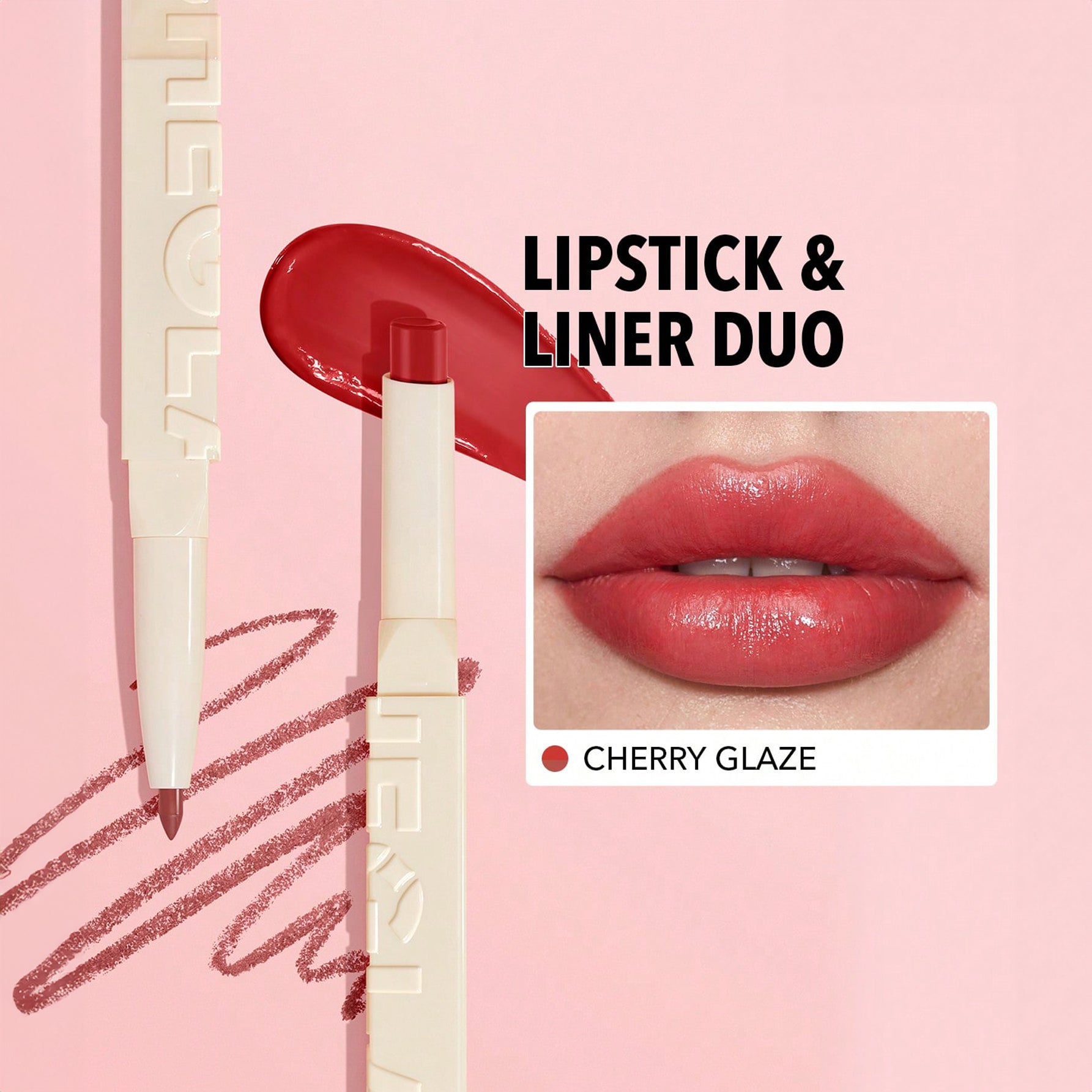 SHEGLAM أحمر الشفاه Glam 102 Sheer Tinted Lipstick & Liner  طقم محدد شفاه وأحمر شفاه أحمر شفاه لامع يدوم طويلاً  احمر شفاه شيجلام ، غني بفيتامين E، مقاوم للماء والتلطخ  - Cherry Glaze