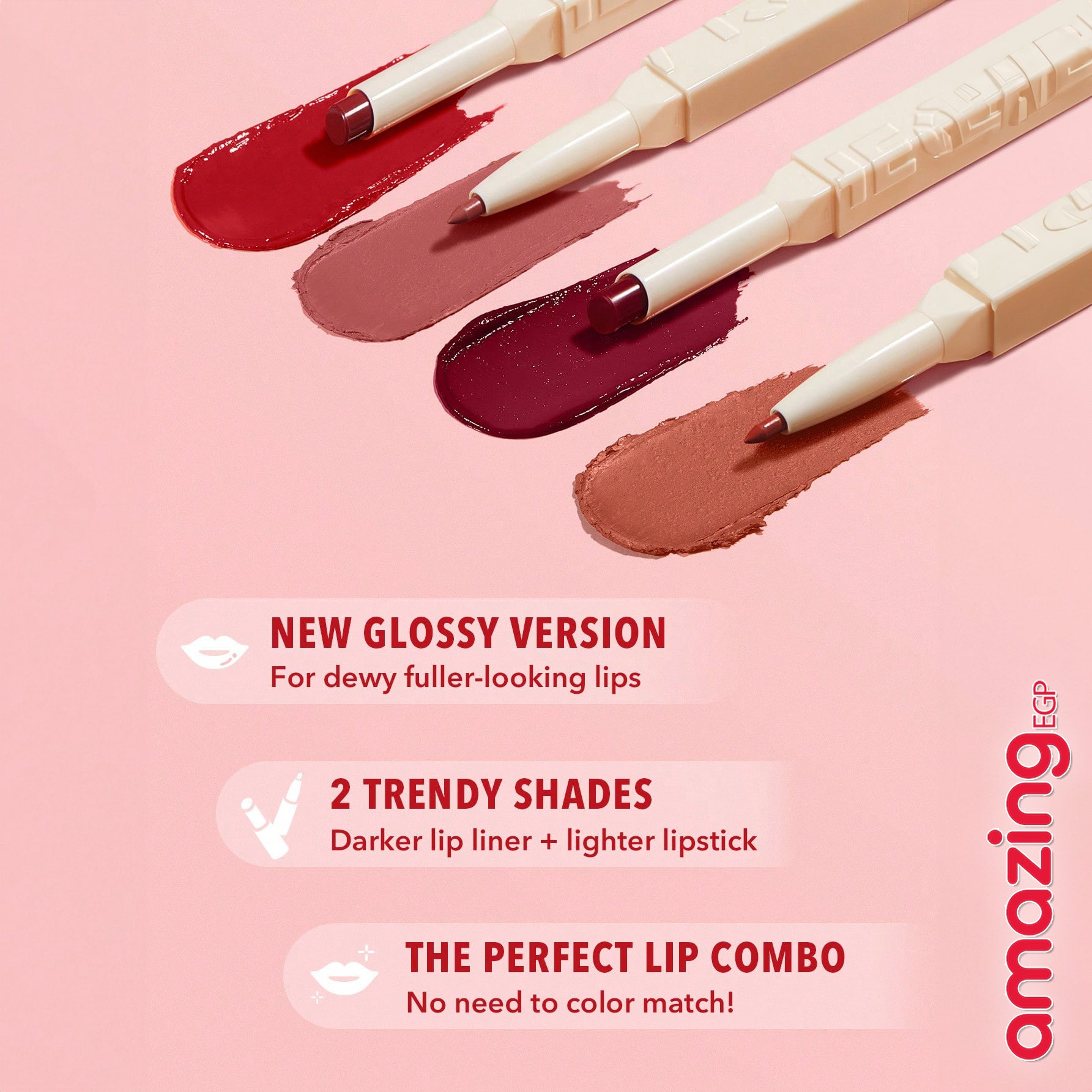 SHEGLAM أحمر الشفاه Glam 102 Sheer Tinted Lipstick & Liner  طقم محدد شفاه وأحمر شفاه أحمر شفاه لامع يدوم طويلاً  احمر شفاه شيجلام ، غني بفيتامين E، مقاوم للماء والتلطخ  - Cherry Glaze