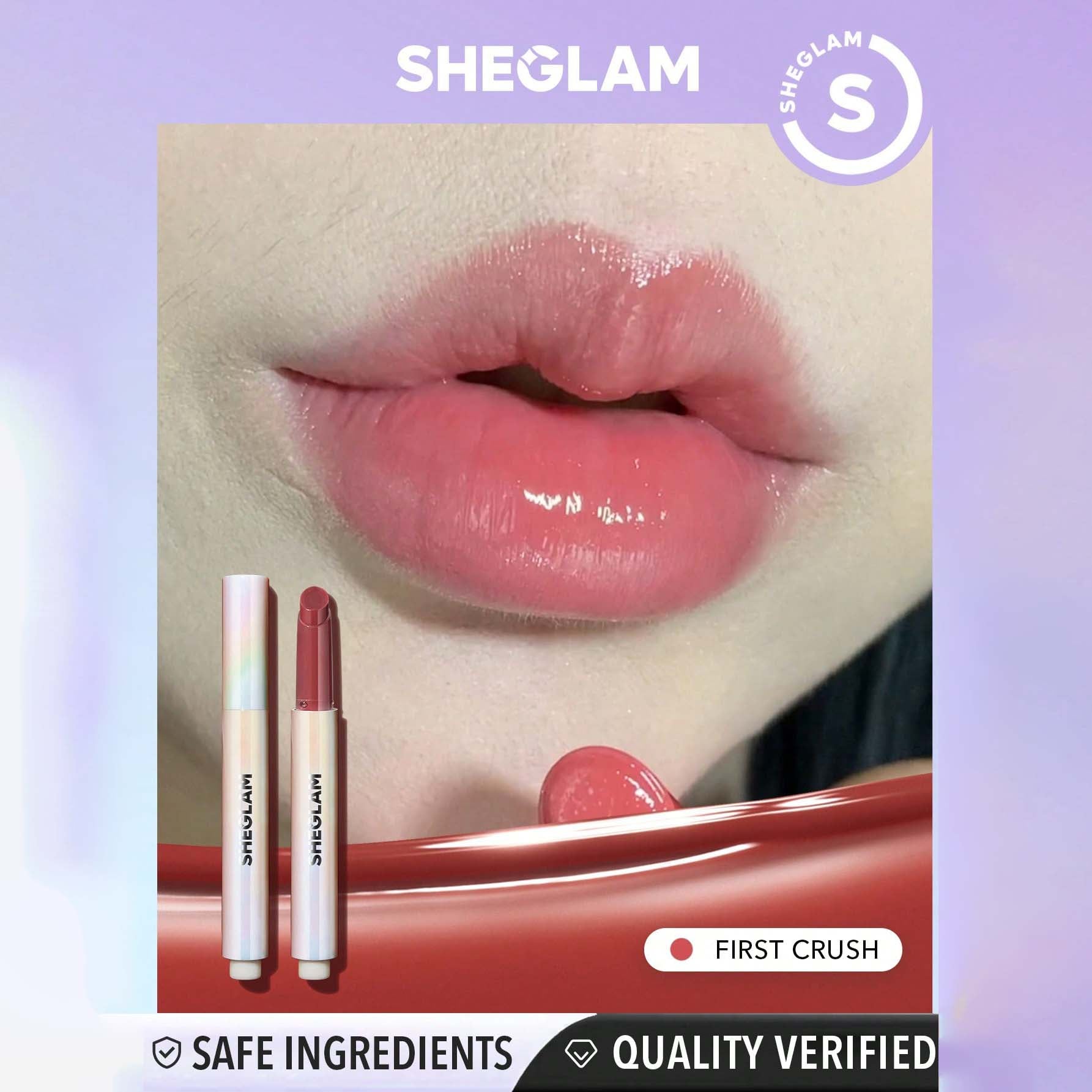 SHEGLAM ملمع شفاه لامع مثالي وممتلئ بلون بنفسجي لامع ومرطب وممتلئ ومصل شفاه مغذي وممتلئ غير لاصق وأحمر شفاه بزيت جوز الهند ومستحضرات تجميل الشفاه ومغذي يدوم طويلا ولامع للعناية بالشفاه ملون للعناية بالشفاه |  First Crush