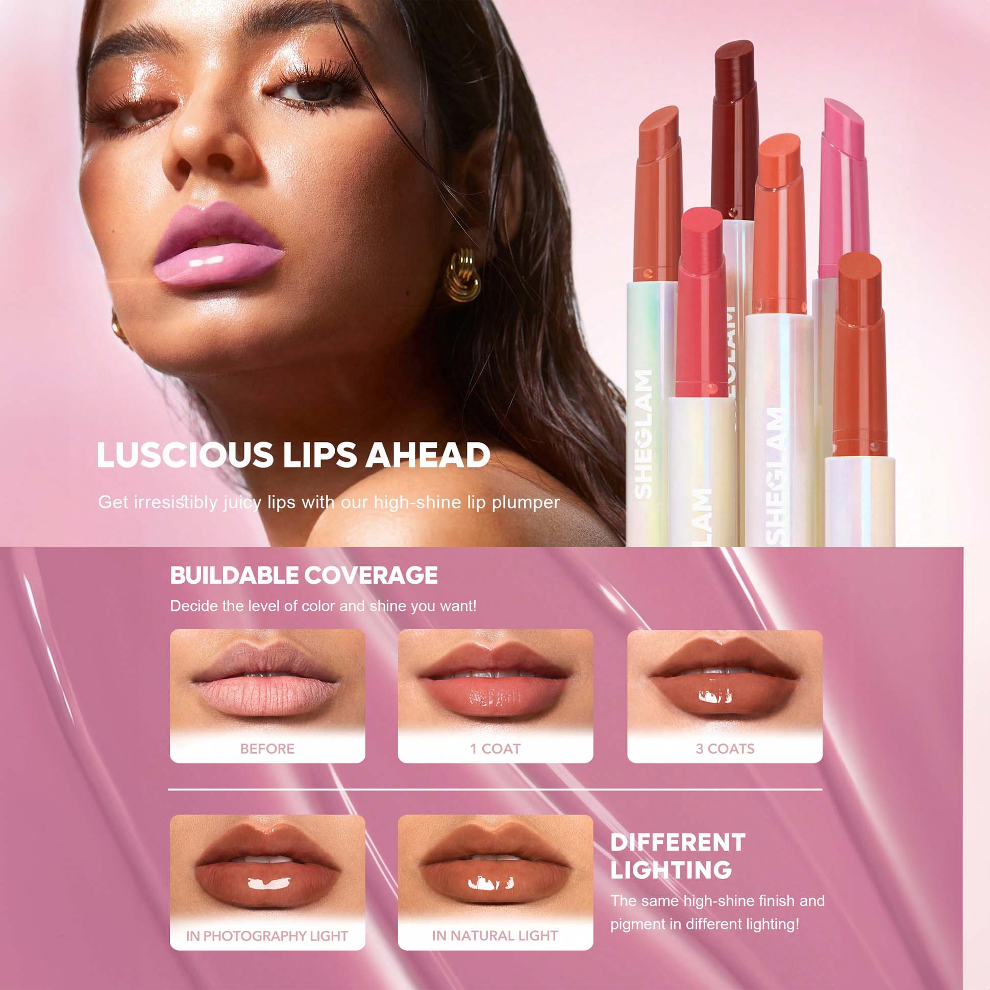 SHEGLAM ملمع شفاه لامع مثالي وممتلئ بلون بنفسجي لامع ومرطب وممتلئ ومصل شفاه مغذي وممتلئ غير لاصق وأحمر شفاه بزيت جوز الهند ومستحضرات تجميل الشفاه ومغذي يدوم طويلا ولامع للعناية بالشفاه ملون للعناية بالشفاه |  First Crush