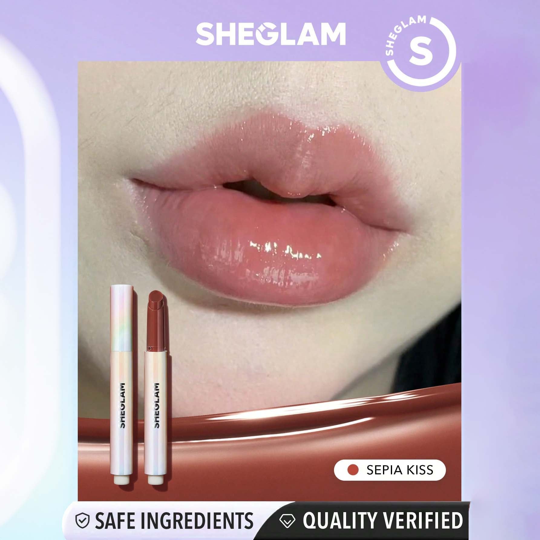 SHEGLAM ملمع شفاه لامع مثالي وممتلئ بلون بنفسجي لامع ومرطب وممتلئ ومصل شفاه مغذي وممتلئ غير لاصق وأحمر شفاه بزيت جوز الهند ومستحضرات تجميل الشفاه ومغذي يدوم طويلا ولامع للعناية بالشفاه ملون للعناية بالشفاه |  Sepia Kiss