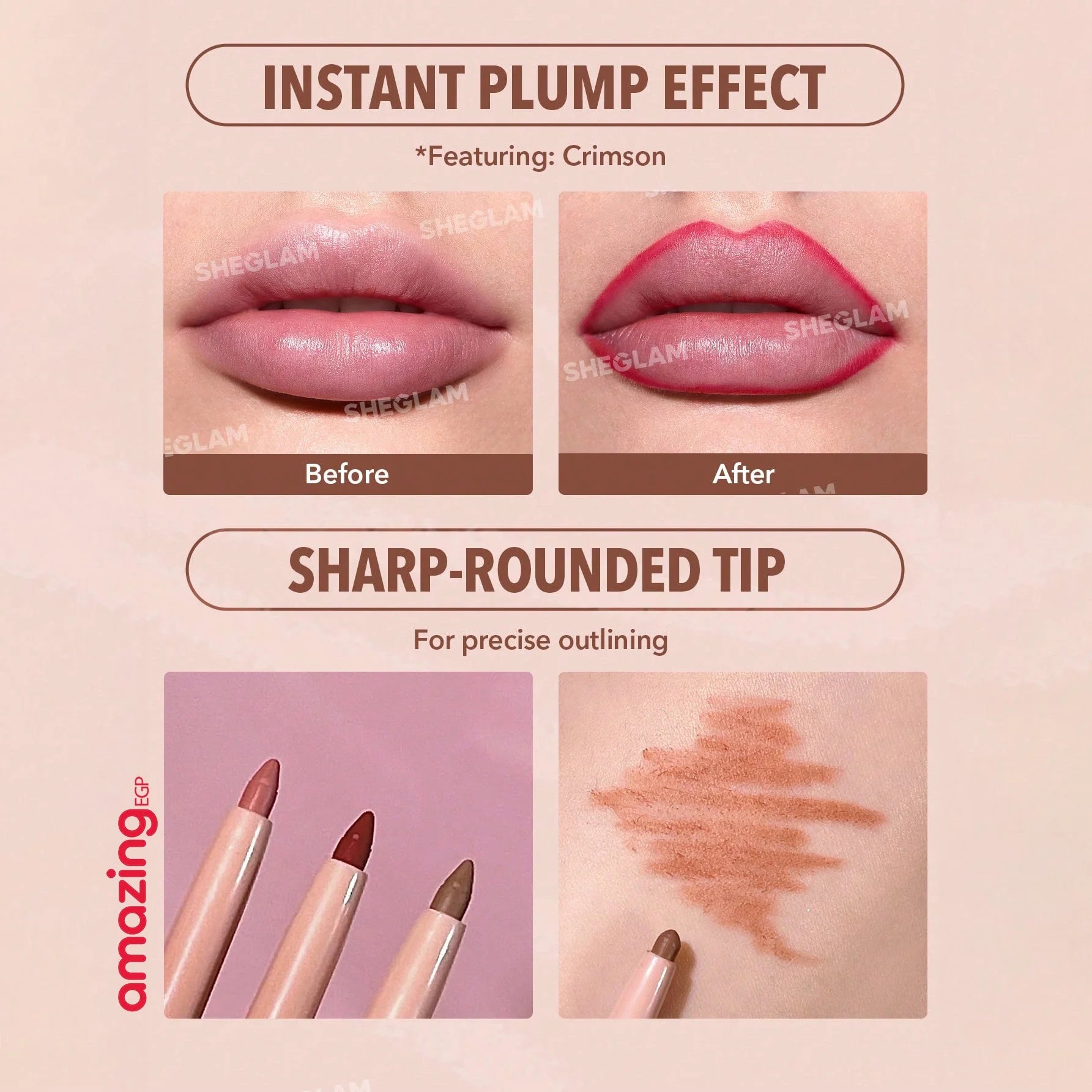 SHEGLAM قلم تحديد شفاه قلم أحمر الشفاه والآيلاينر - يدوم طويلا ومقاوم للماء - محدد الشفاه Momojo | SHEGLAM shein احمر الخدود احمر شفاة ايشادو حاجب حواجب شفاه شفايف شى ان شى كلام ظل عيون فرشاة مستحضرات التجميل مكياج ميكياج | amazingEGP