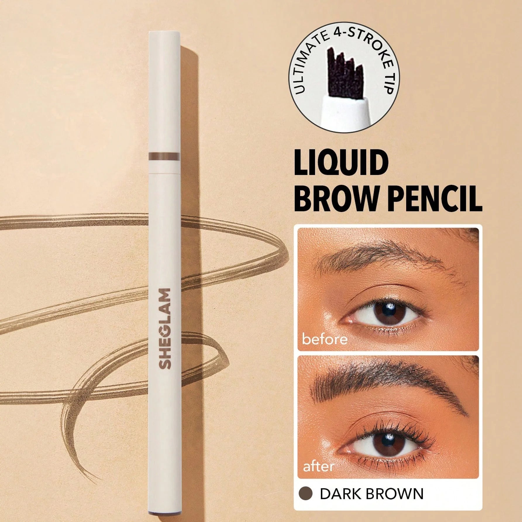 SHEGLAM قلم حواجب سائل مقاوم للماء مع طرف شوكة صغيرة قلم رسم دقيق مقاوم للتلطخ ويدوم طويلا - بني غامق | SHEGLAM shein ايشادو حاجب حواجب شى ان شى كلام ظل عيون فرشاة مستحضرات التجميل مكياج ميكياج | amazingEGP