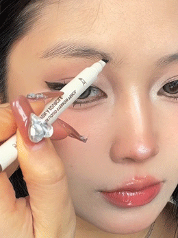 SHEGLAM قلم حواجب سائل مقاوم للماء مع طرف شوكة صغيرة، قلم رسم دقيق مقاوم للتلطخ ويدوم طويلا - بني غامق