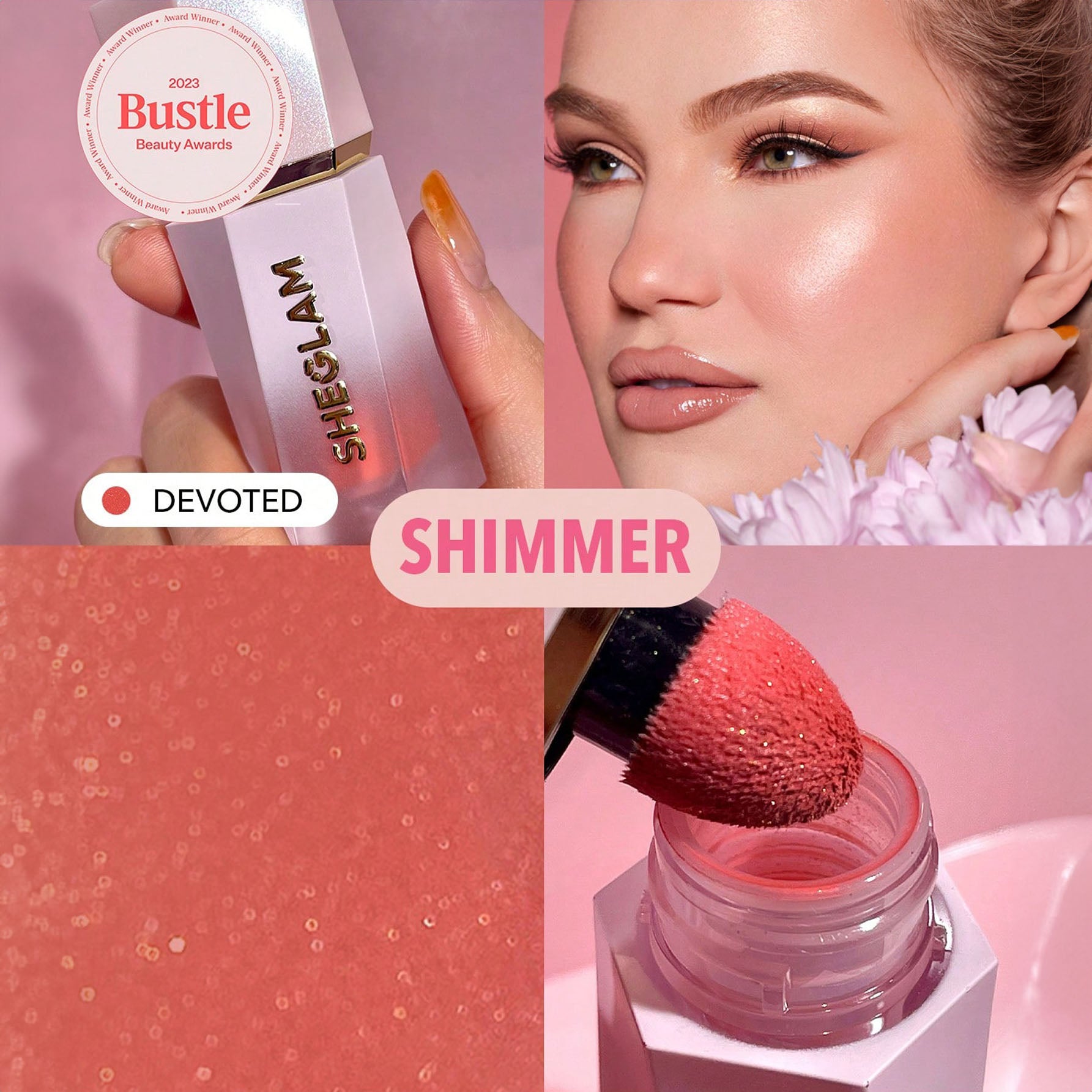 SHEGLAM بلشر سائل للخدين أحمر خدود سائل بلون البرتقالي ، خفيف الوزن، يدوم طويلا، مقاوم للتلطخ، مظهر طبيعي، أحمر الخدود السائل كولور بلوم، لمسة نهائية ندية أحمر خدود سائل - Devoted