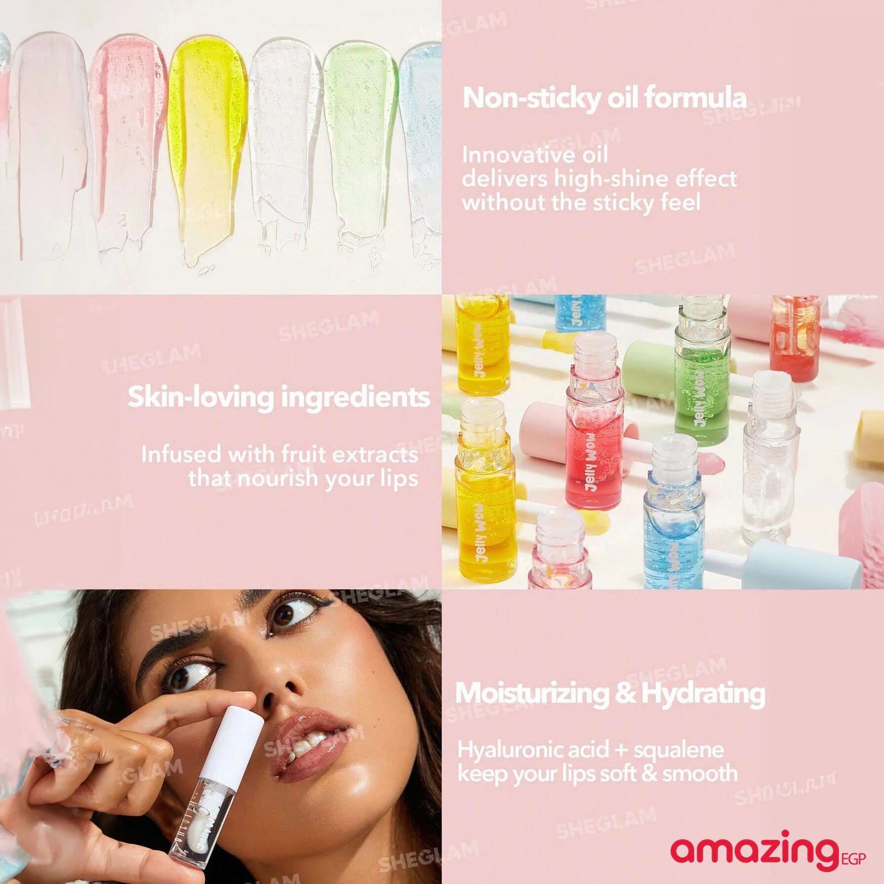 SHEGLAM زيت ترطيب الشفاه ملمع شفاه مرطب ومغذي يدوم طويلا ولامع للعناية بالشفاه ملون للعناية بالشفاه زيت شفاه ملون للعناية بالشفاه والشفاه الجافة  Jelly Wow - Mali-Blue Berry | SHEGLAM shein احمر الخدود احمر شفاة الشفايف ايشادو جفاف الشفاه حاجب حواجب شفاه