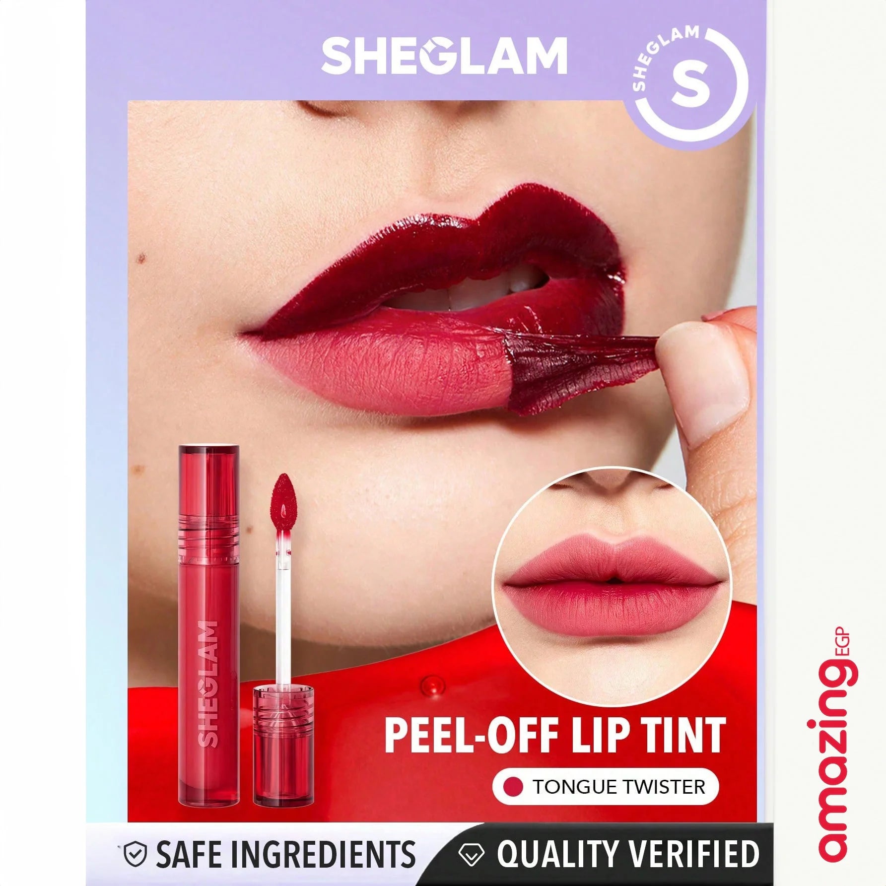 SHEGLAM  صبغة الشفاه بيل توك يدوم طويلا روج صبغة شفاه غير لامعة قابلة للتقشير  ملمع شفاه وشم غير لامع يدوم طويلا صبغة شفاه ملونة غير لاصقة تركيبة مقاومة للماء  Tongue Twister | SHEGLAM shein احمر الخدود احمر شفاة ايشادو حاجب حواجب شفاه شفايف شى ان شى كلام