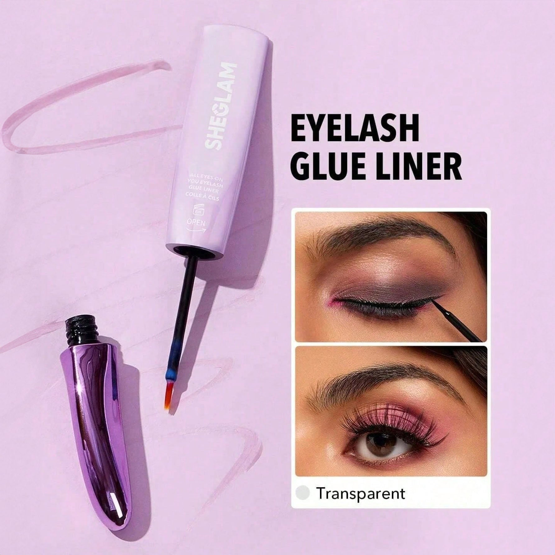 SHEGLAM لاصق رموش شفاف يدوم طويلًا خالٍ من اللاتكس - شفاف