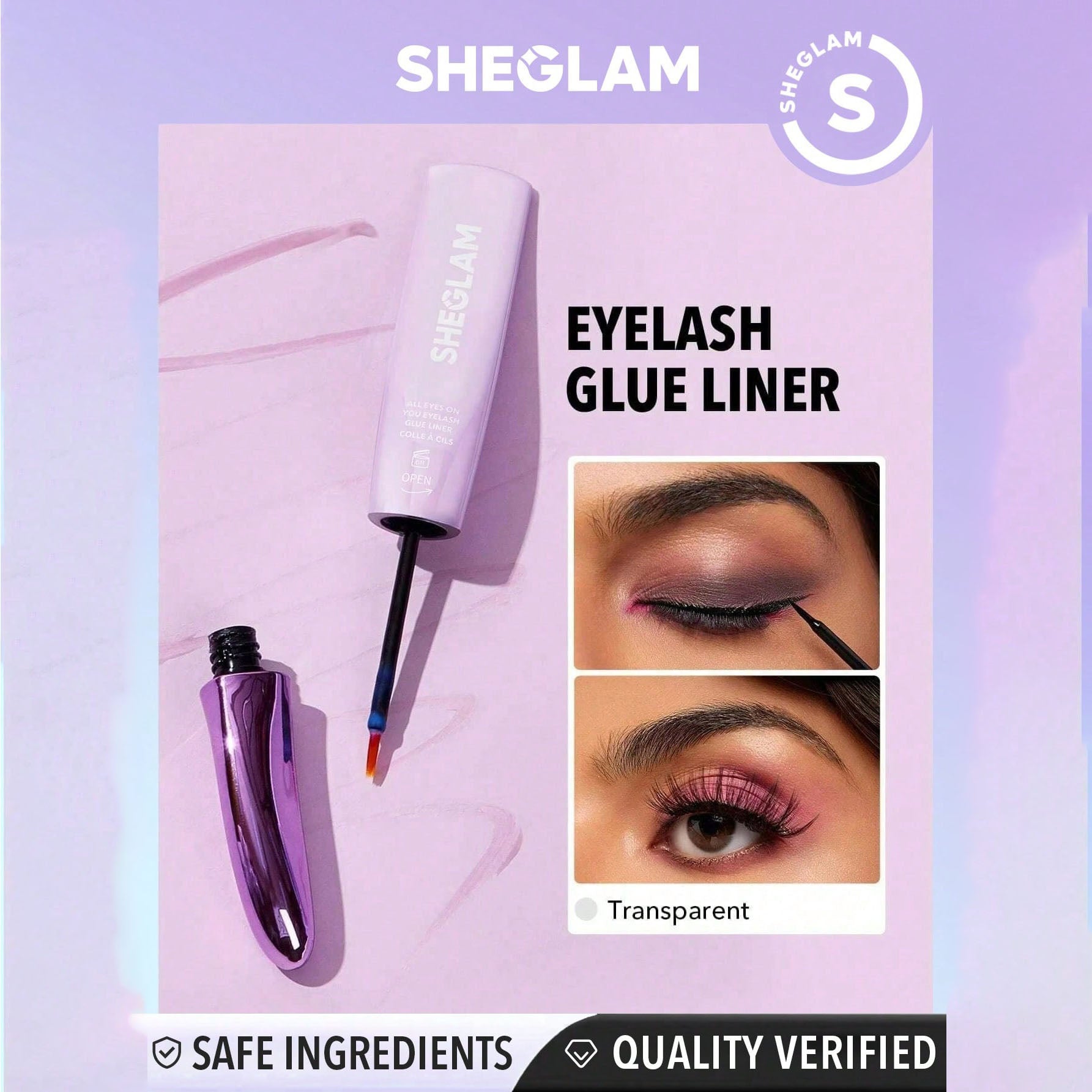 SHEGLAM لاصق رموش شفاف يدوم طويلًا خالٍ من اللاتكس - شفاف