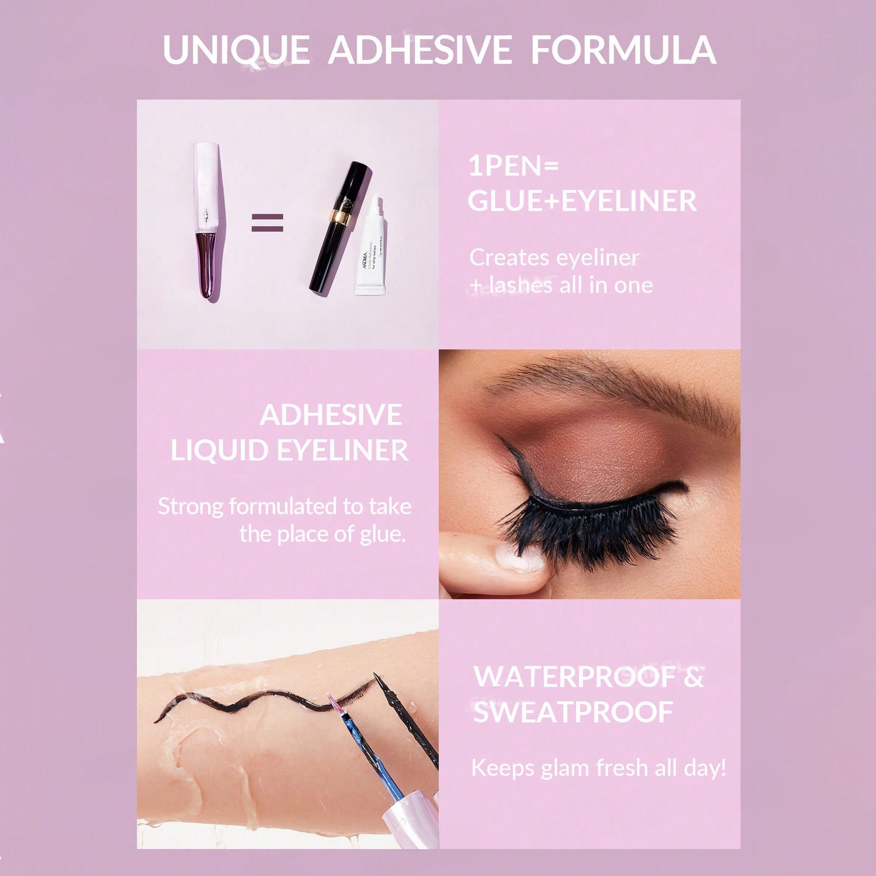 SHEGLAM لاصق رموش شفاف يدوم طويلًا خالٍ من اللاتكس - شفاف