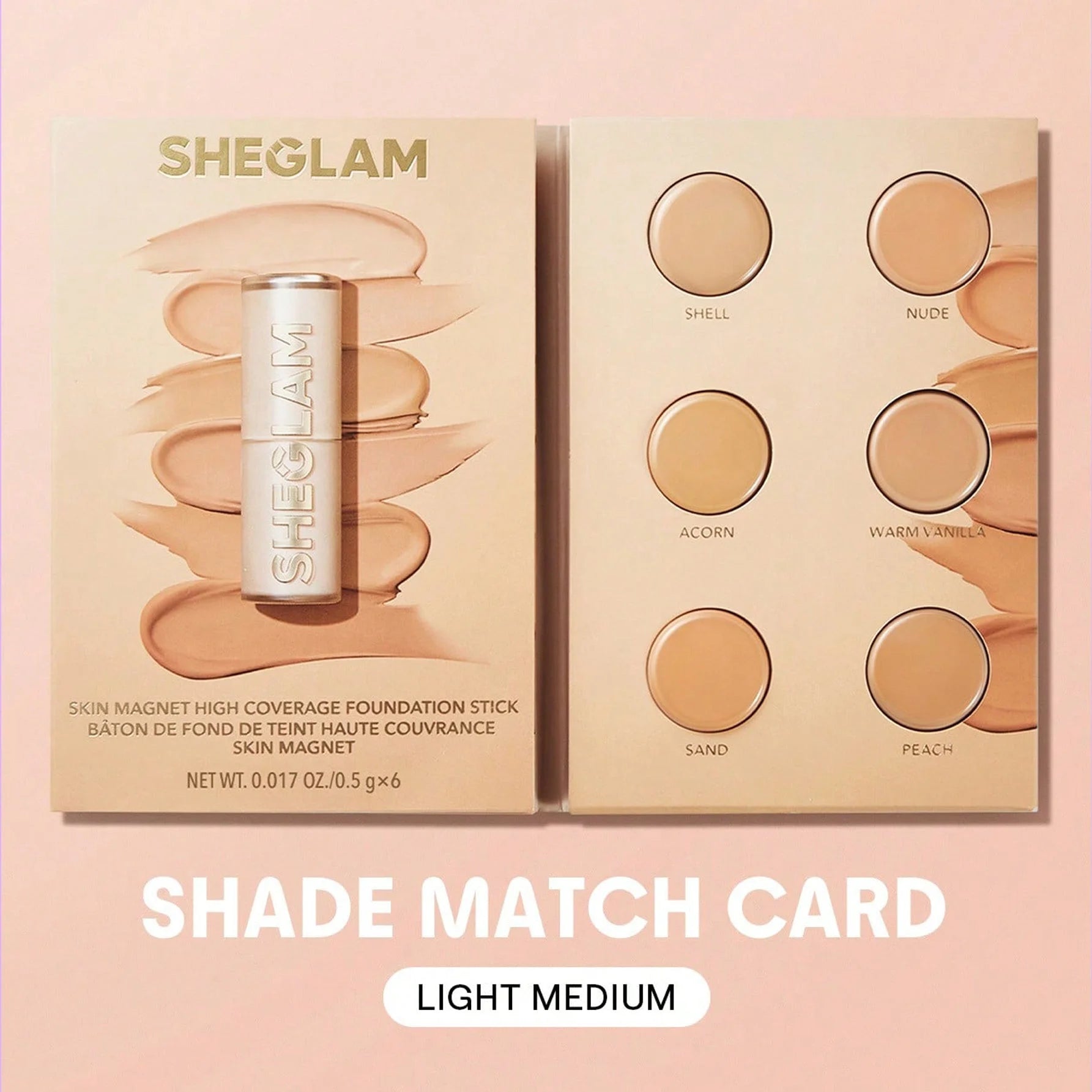 SHEGLAM كريم أساس سكين ماجنت عالي التغطية كونسيلر ناعم غير لامع مقاوم للماء يدوم طويلا لتغطية البقع الداكنة والهالات تحت العين - Light Medium | SHEGLAM shein ايشادو جليتر حاجب حواجب شى ان شى كلام شي ان شي جلام ظل عيون فرشاة كونتور كونسيلر لمعة الوجة مست